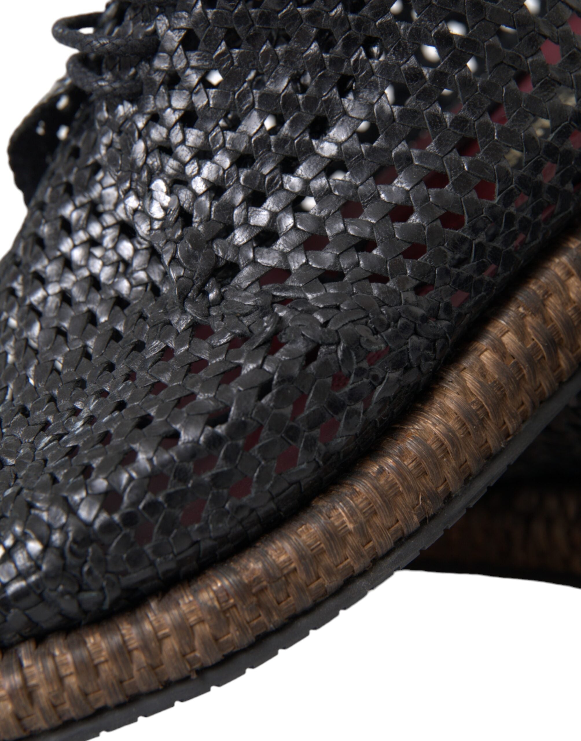 Dolce & Gabbana Black Woven Goat Leather Lace Up Derby Shoes -   -  Dolce & Gabbana.