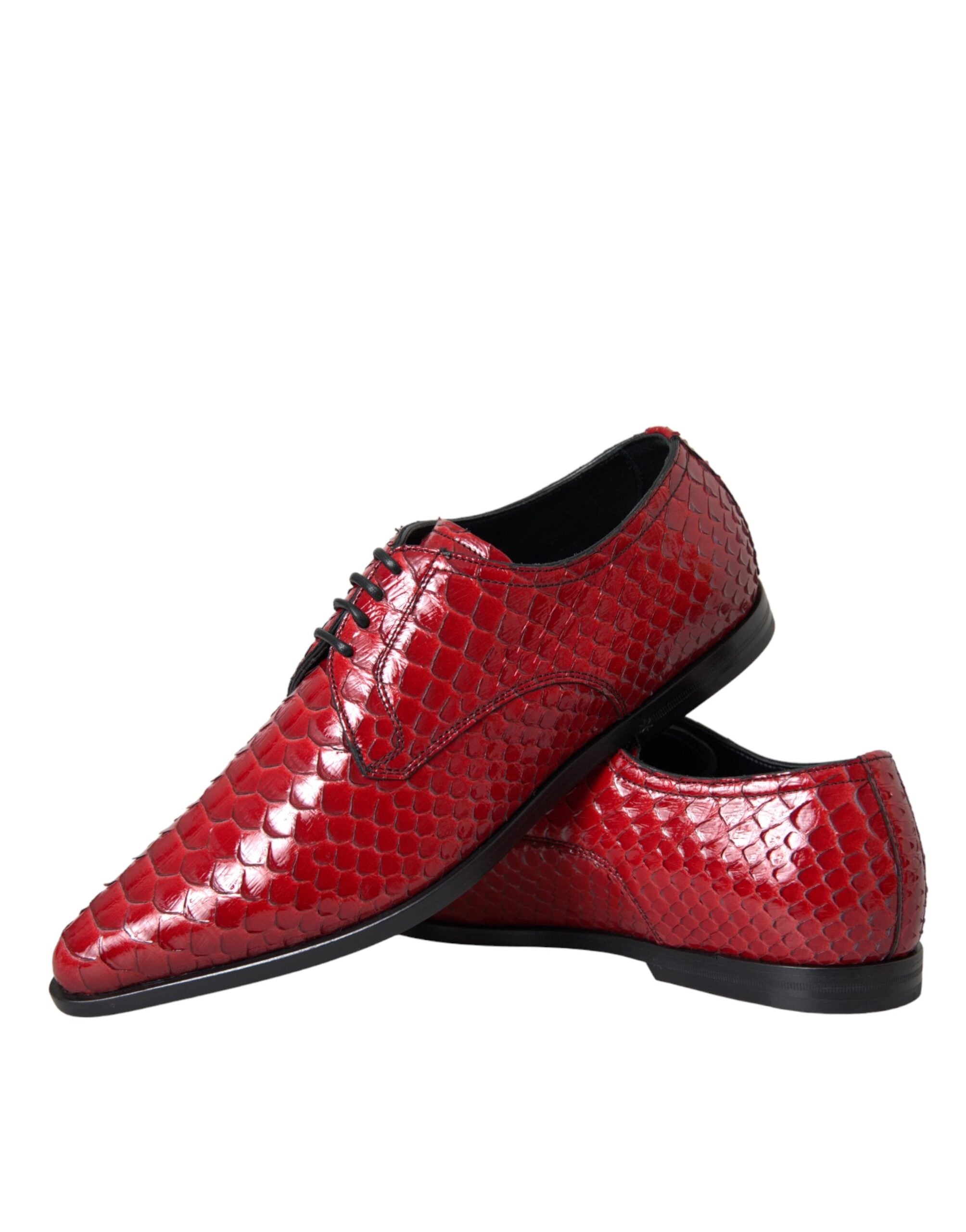 Dolce & Gabbana Red Textured Varnished Derby Men Formal Shoes -   -  Dolce & Gabbana.