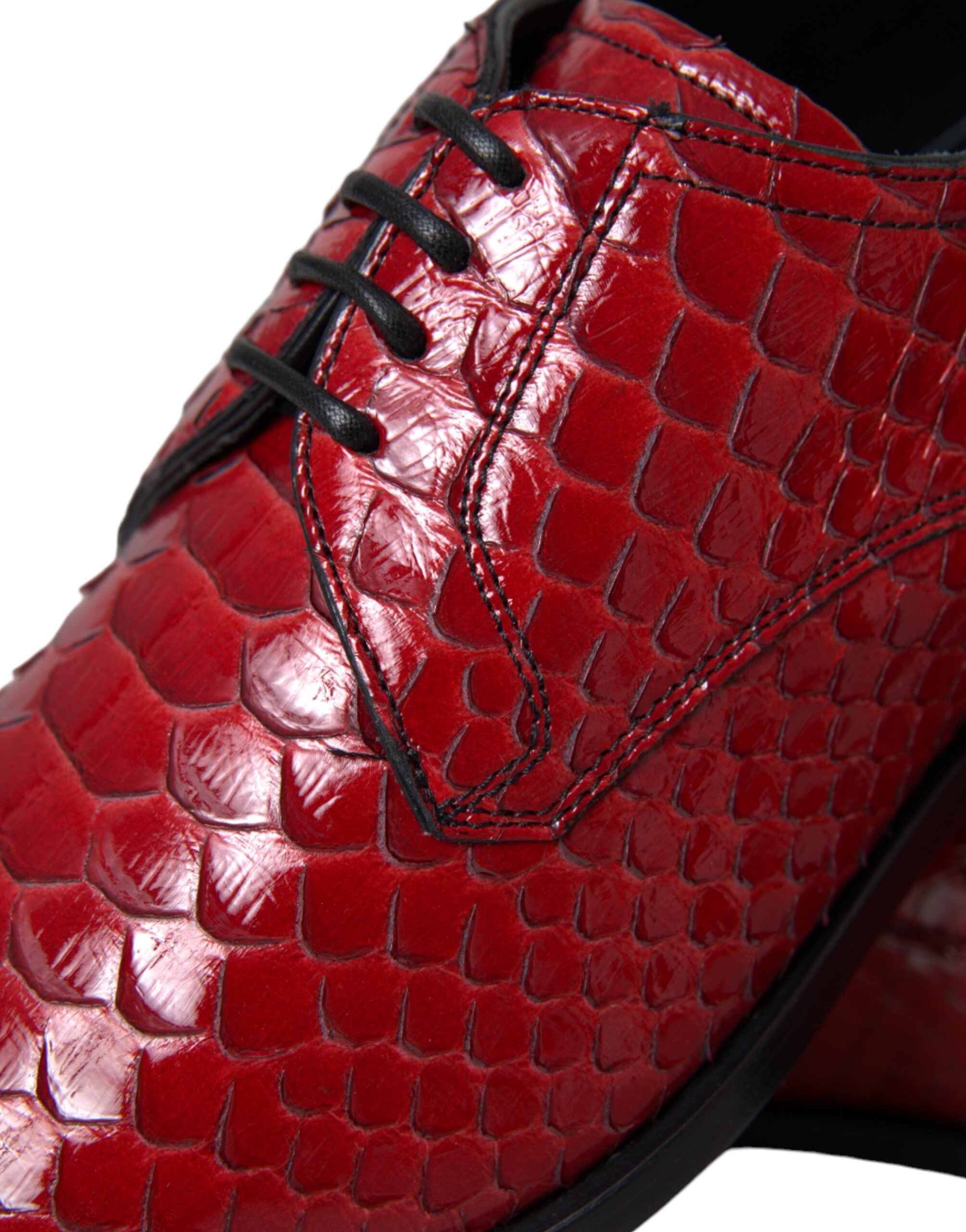 Dolce & Gabbana Red Textured Varnished Derby Men Formal Shoes -   -  Dolce & Gabbana.