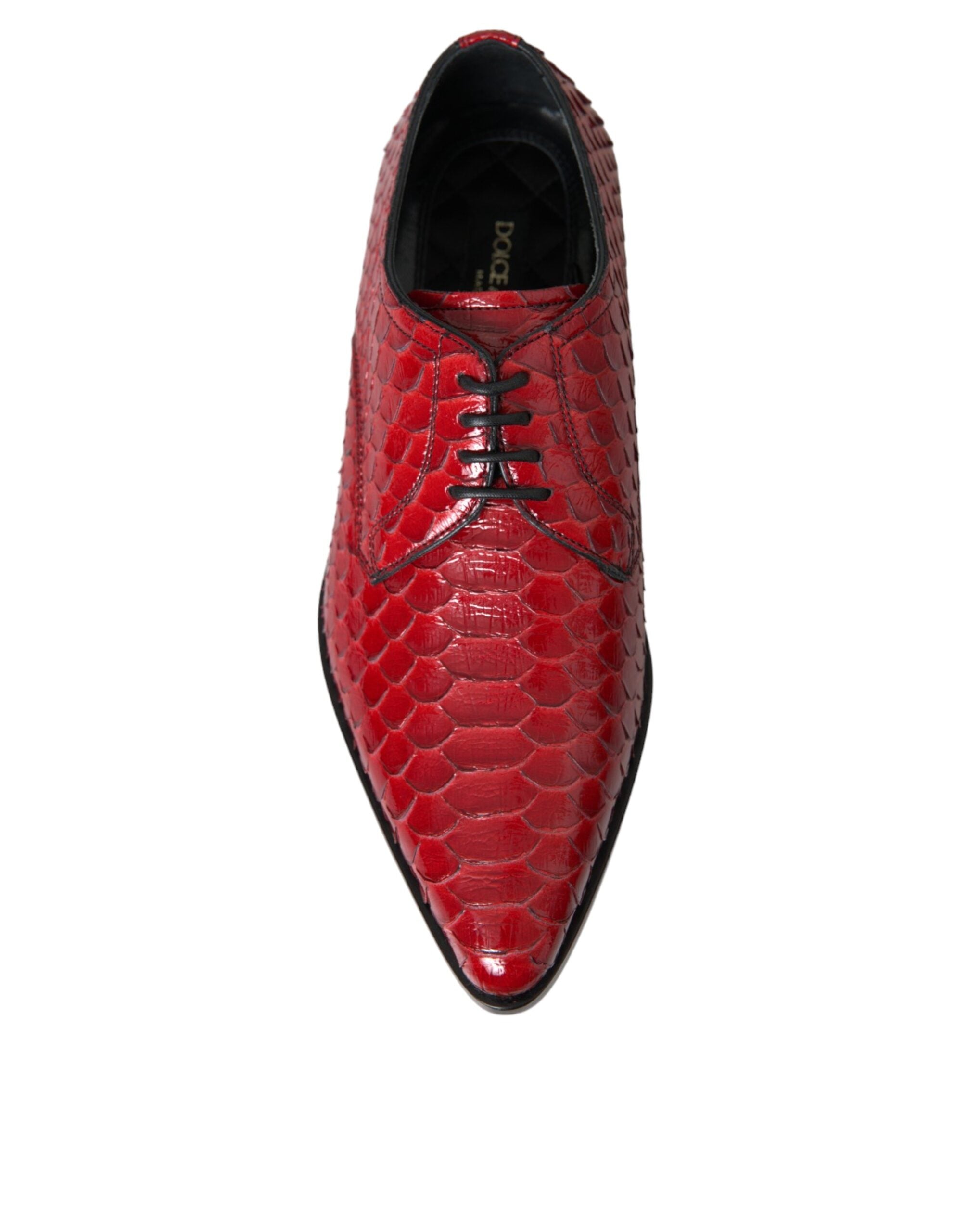 Dolce & Gabbana Red Textured Varnished Derby Men Formal Shoes -   -  Dolce & Gabbana.