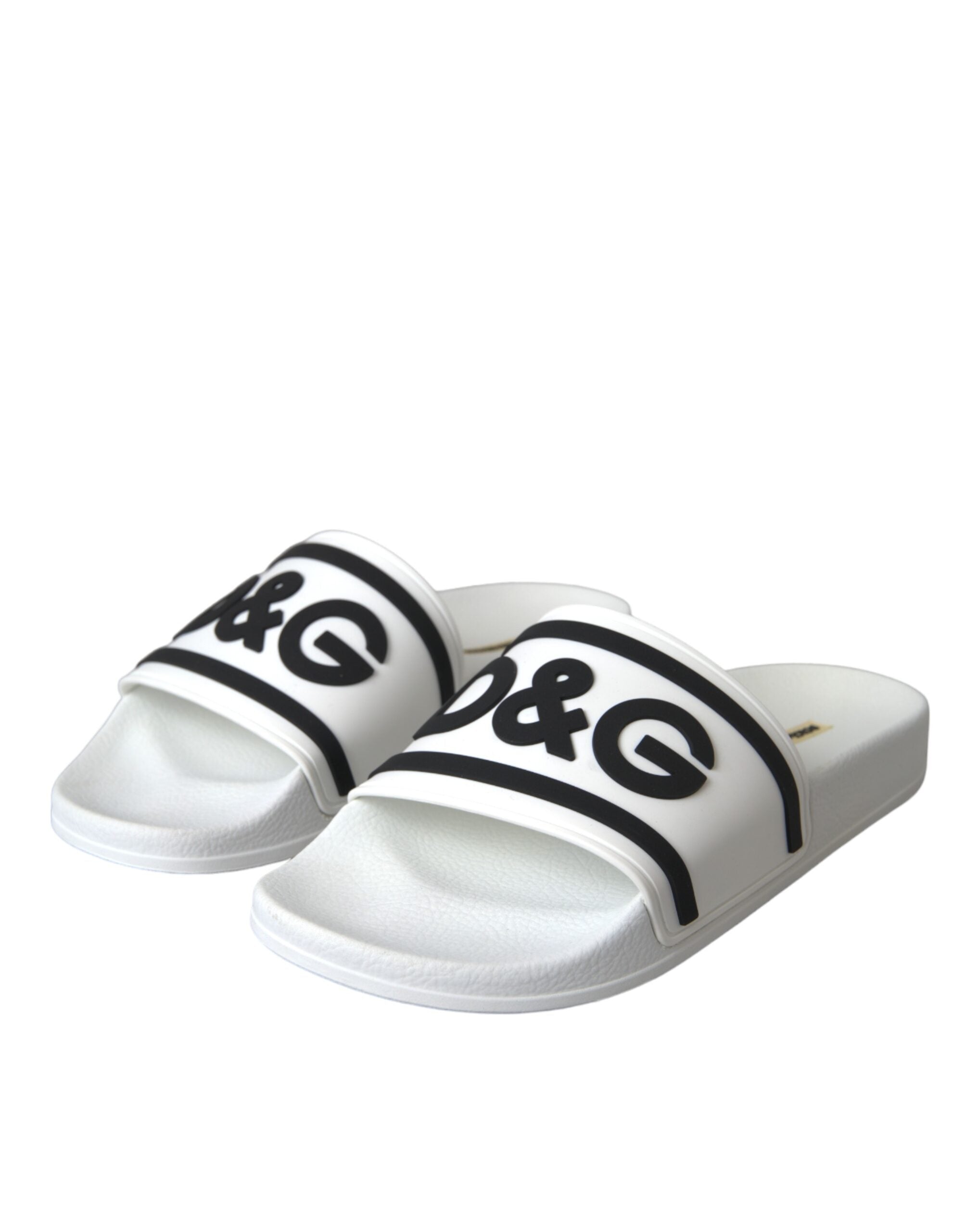 Dolce & Gabbana White Black Sandals Rubber Beachwear Shoes -   -  Dolce & Gabbana.