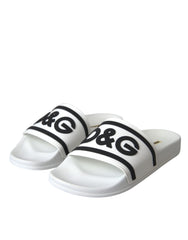 Dolce & Gabbana White Black Sandals Rubber Beachwear Shoes -   -  Dolce & Gabbana.