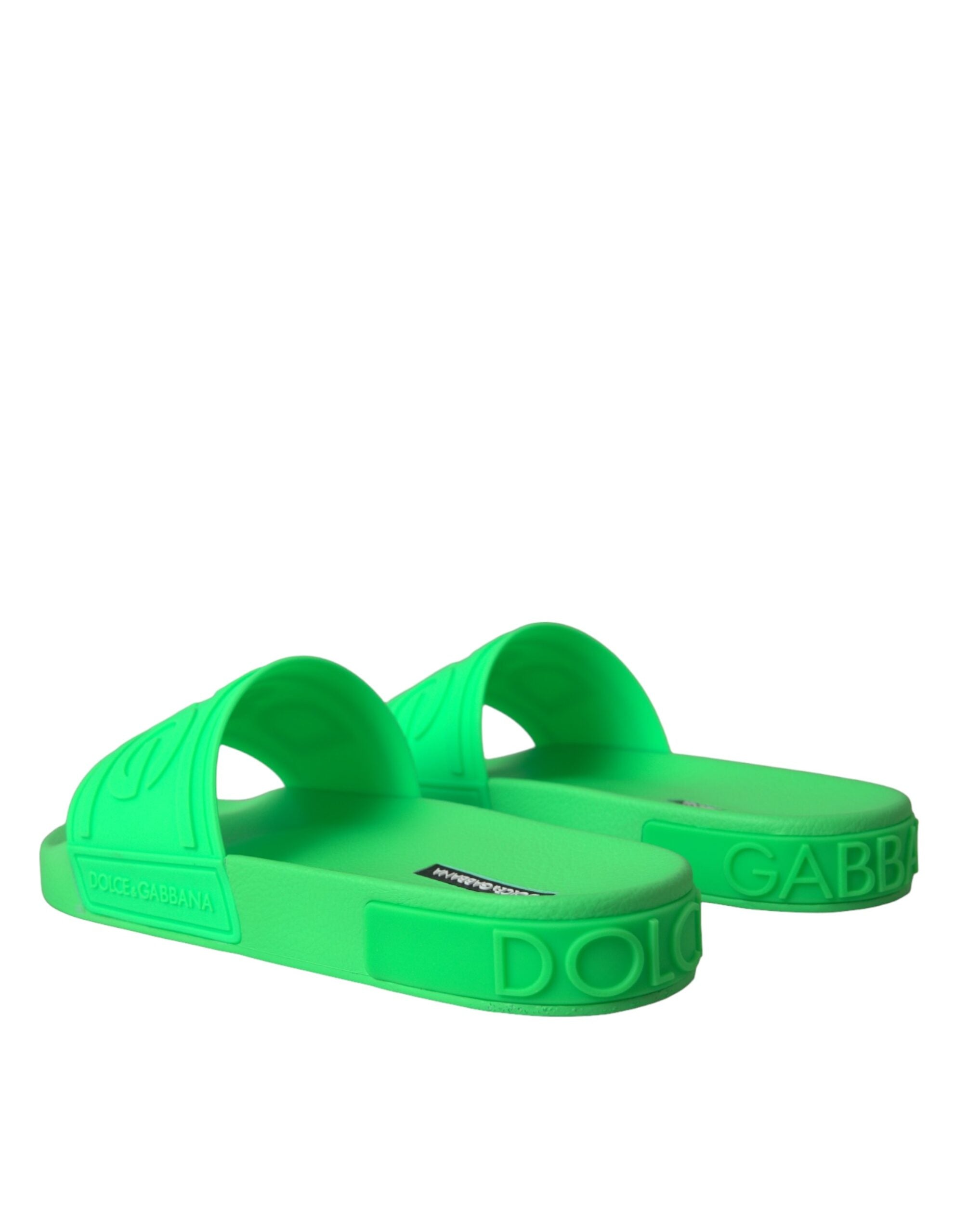 Dolce & Gabbana Green Leather Slides Sandals Beachwear Shoes -   -  Dolce & Gabbana.