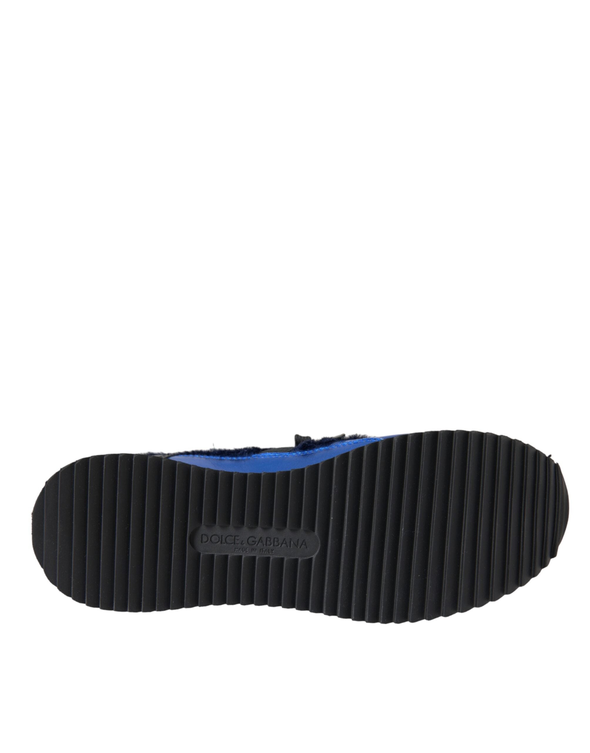 Dolce & Gabbana Blue Black Calf Hair Leather Sneakers Shoes -   -  Dolce & Gabbana.