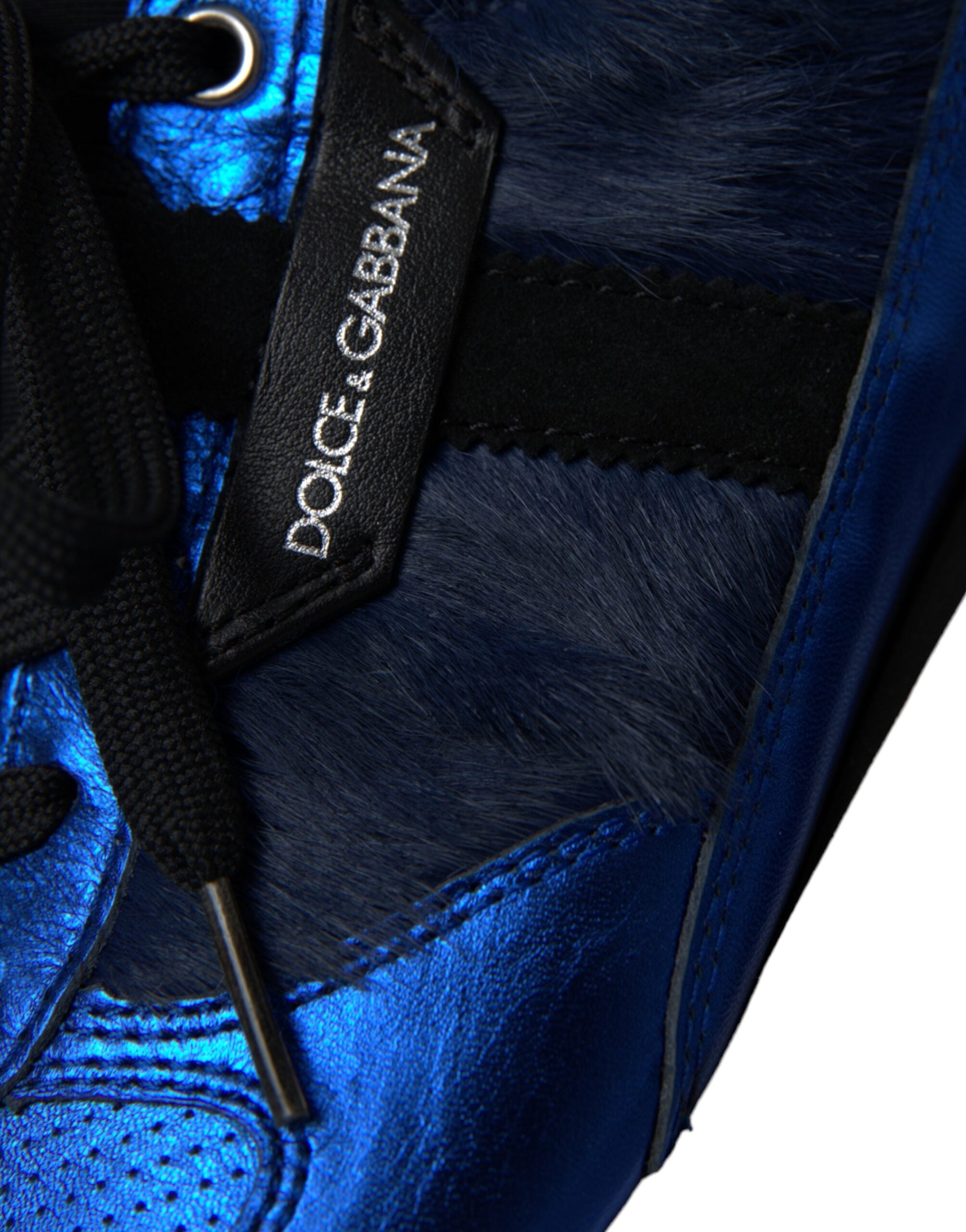 Dolce & Gabbana Blue Black Calf Hair Leather Sneakers Shoes -   -  Dolce & Gabbana.