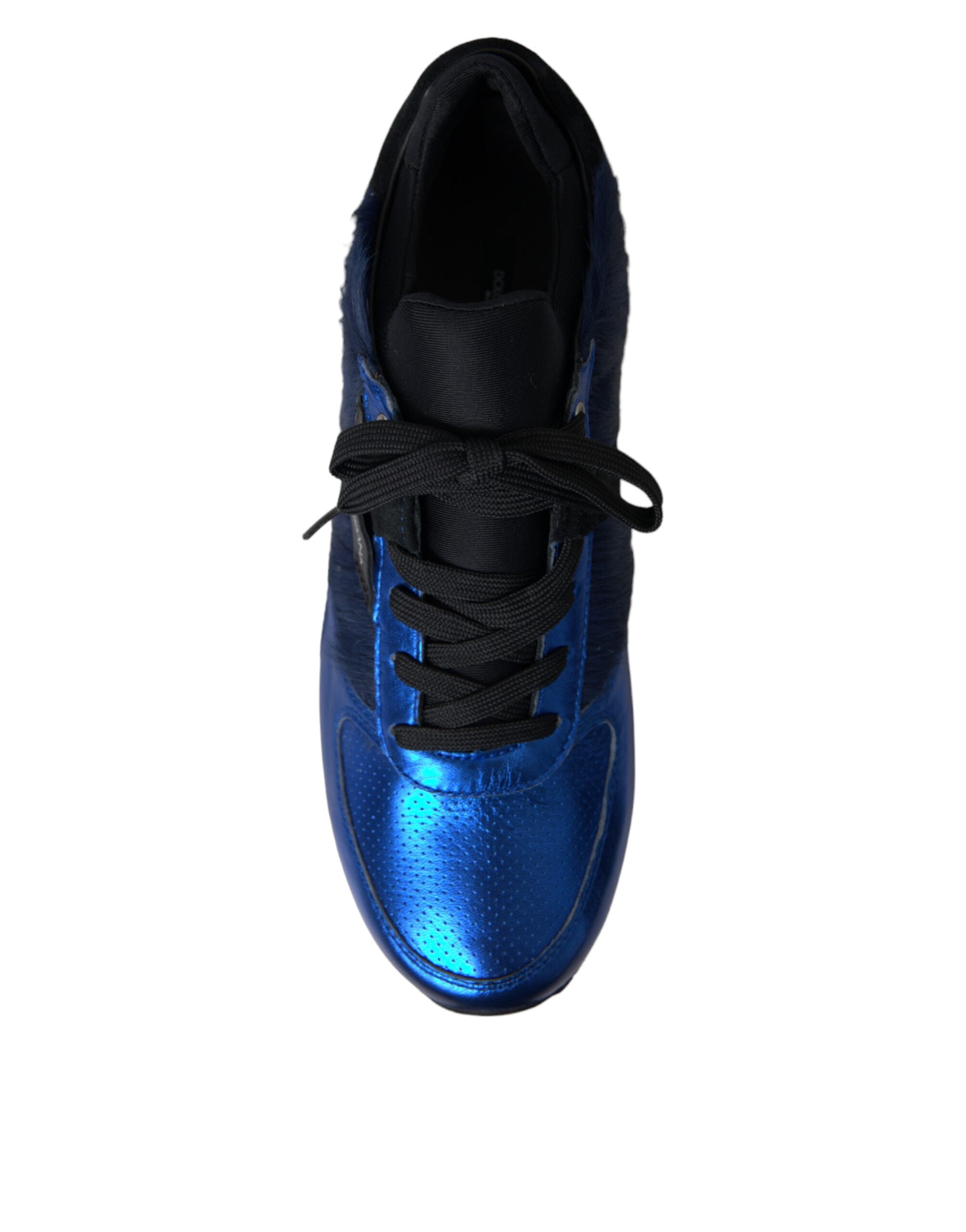 Dolce & Gabbana Blue Black Calf Hair Leather Sneakers Shoes -   -  Dolce & Gabbana.