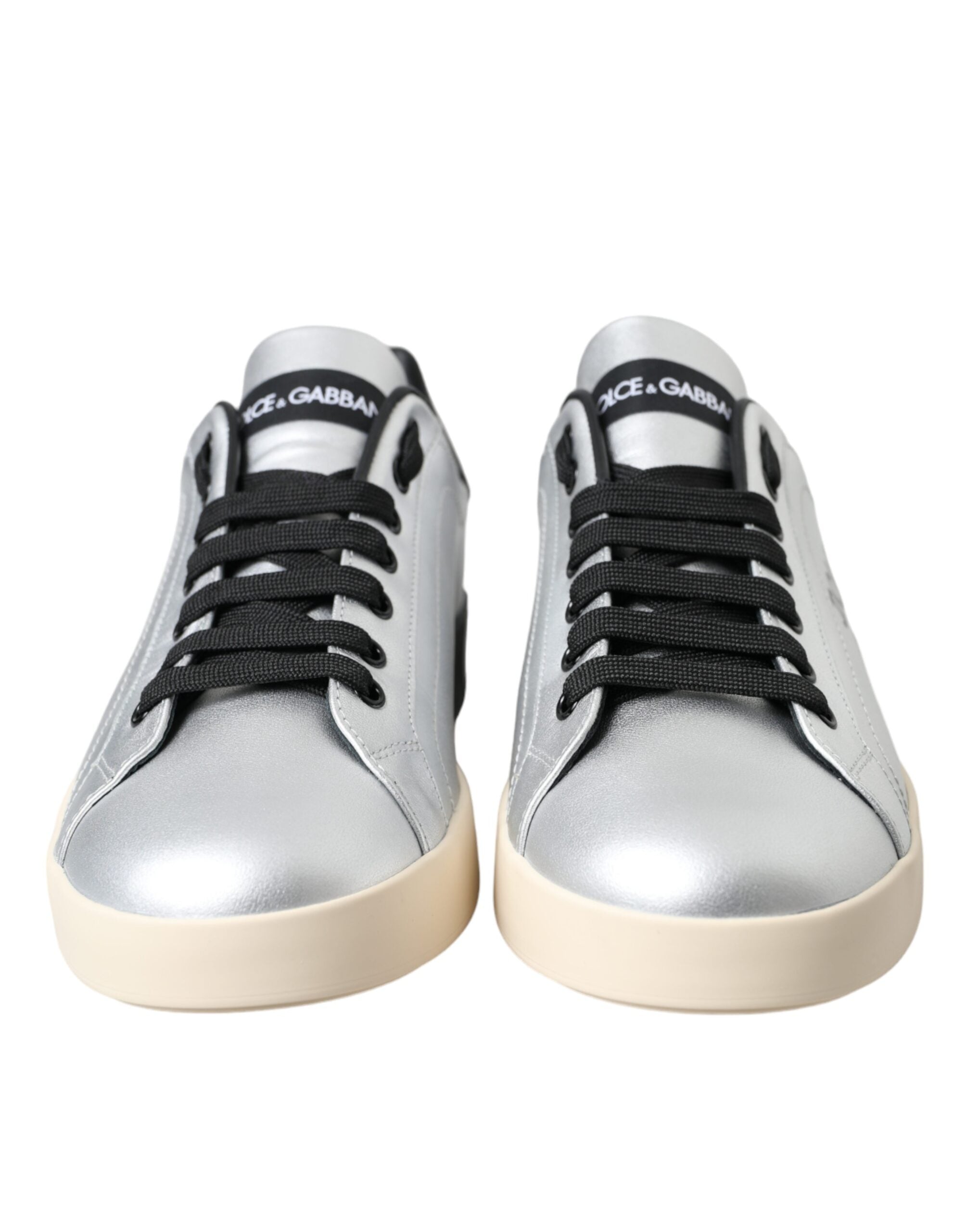 Dolce & Gabbana Silver Portofino Calf Leather Sneakers Men Shoes -   -  Dolce & Gabbana.