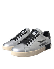 Dolce & Gabbana Silver Portofino Calf Leather Sneakers Men Shoes -   -  Dolce & Gabbana.