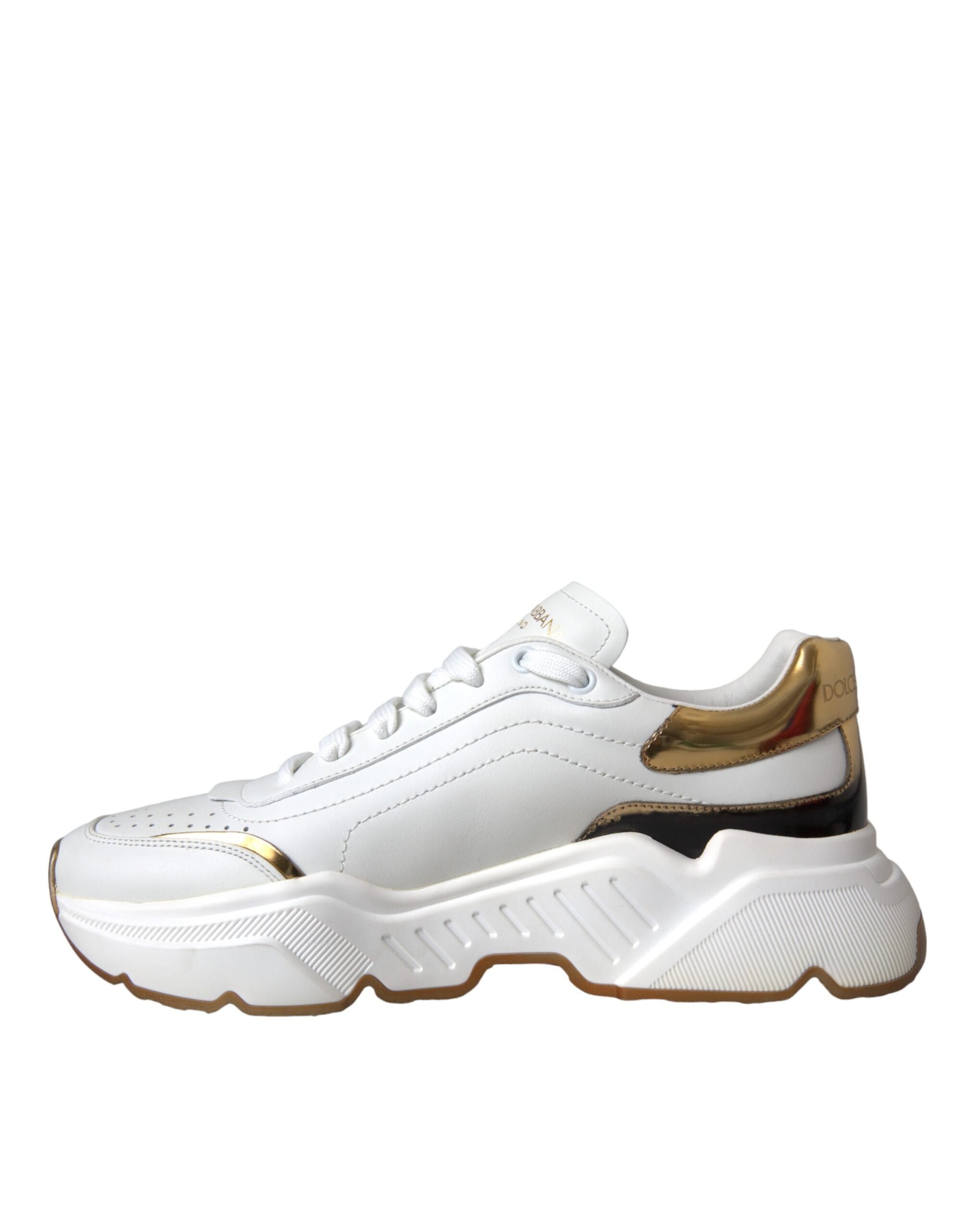Dolce & Gabbana White Gold DAYMASTER Leather Sneakers Shoes -   -  Dolce & Gabbana.