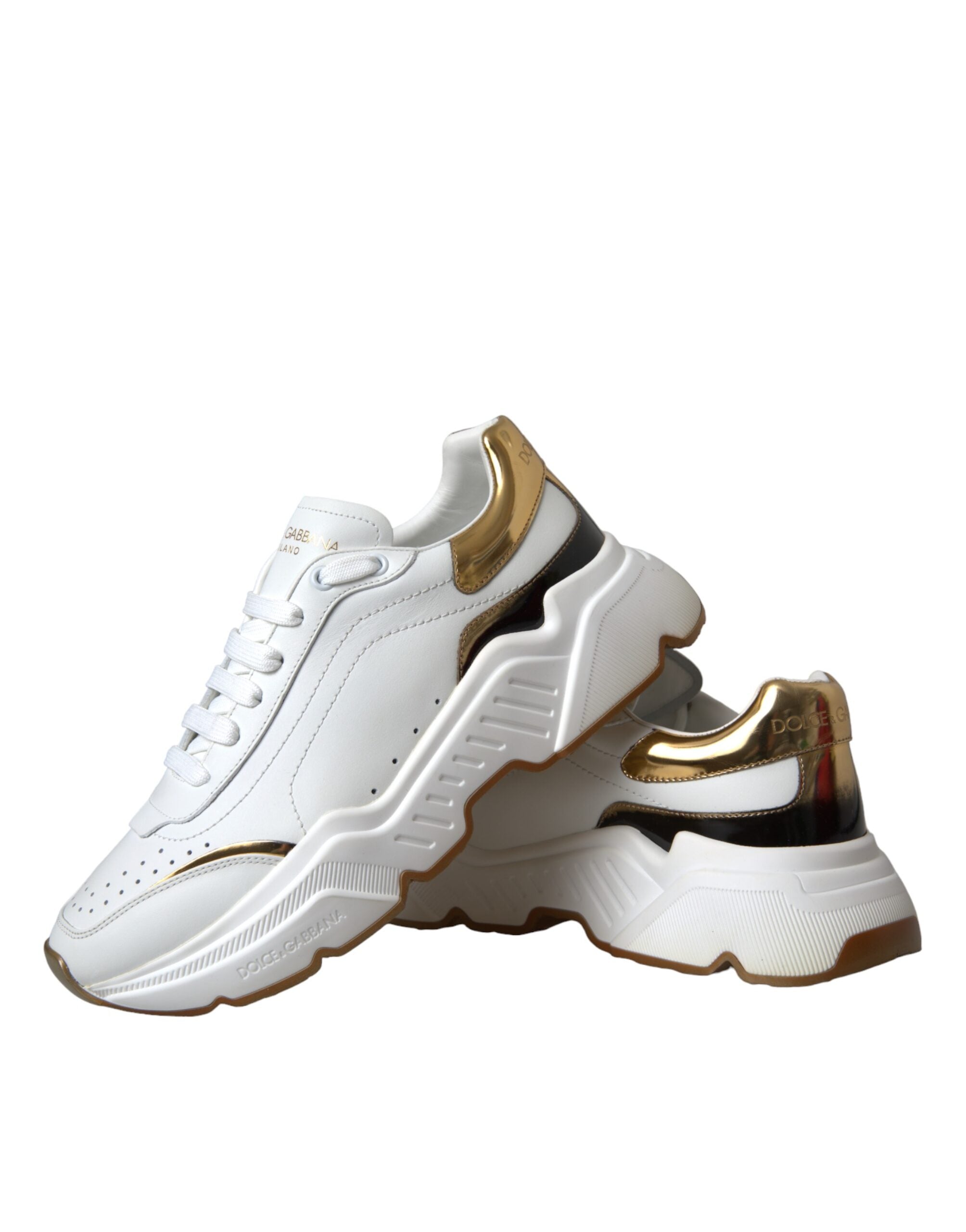 Dolce & Gabbana White Gold DAYMASTER Leather Sneakers Shoes -   -  Dolce & Gabbana.