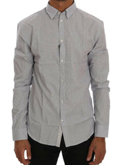 Frankie Morello White Blue Check Casual Cotton Regular Fit Shirt -   -  Frankie Morello.