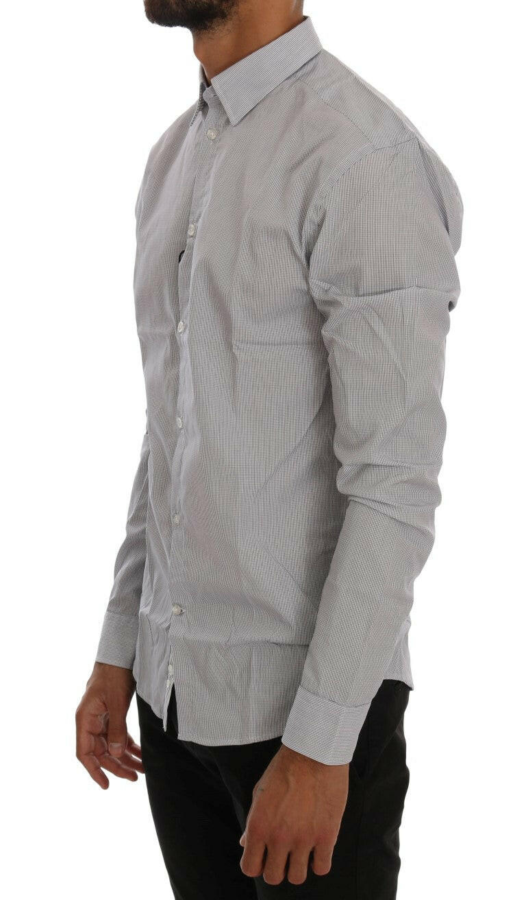 Frankie Morello White Blue Check Casual Cotton Regular Fit Shirt -   -  Frankie Morello.