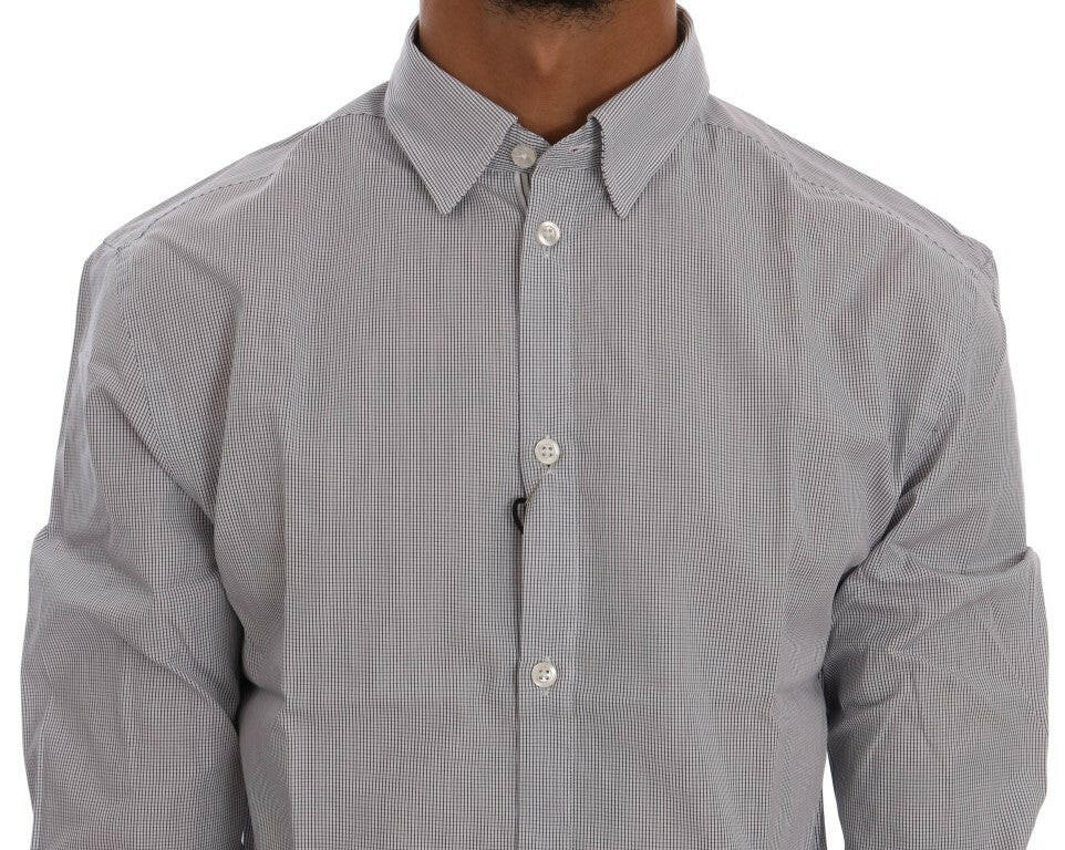 Frankie Morello White Blue Check Casual Cotton Regular Fit Shirt -   -  Frankie Morello.