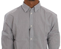 Frankie Morello White Blue Check Casual Cotton Regular Fit Shirt -   -  Frankie Morello.