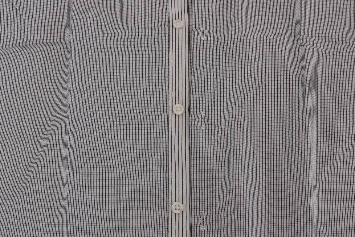Frankie Morello White Blue Check Casual Cotton Regular Fit Shirt -   -  Frankie Morello.