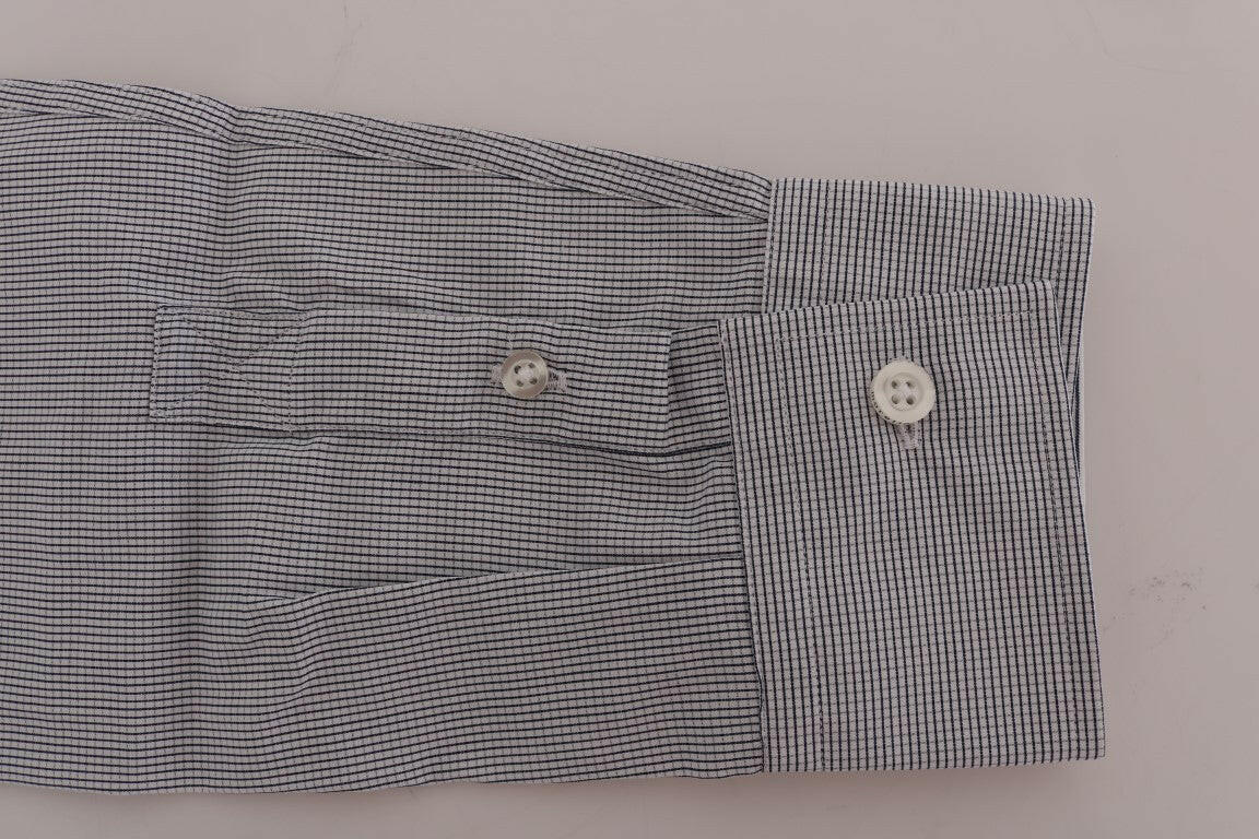 Frankie Morello White Blue Check Casual Cotton Regular Fit Shirt -   -  Frankie Morello.