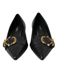 Dolce & Gabbana Black Devotion Leather Pointy Flats Shoes -   -  Dolce & Gabbana.