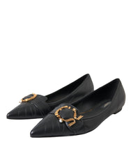 Dolce & Gabbana Black Devotion Leather Pointy Flats Shoes -   -  Dolce & Gabbana.