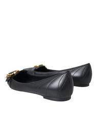 Dolce & Gabbana Black Devotion Leather Pointy Flats Shoes -   -  Dolce & Gabbana.