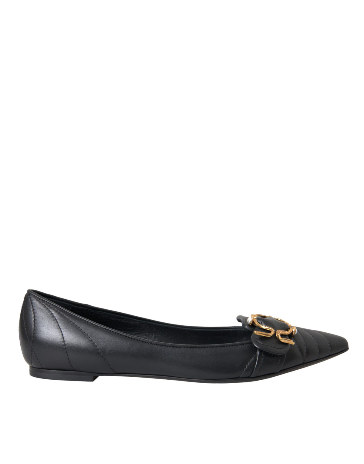 Dolce & Gabbana Black Devotion Leather Pointy Flats Shoes -   -  Dolce & Gabbana.