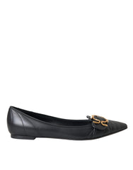 Dolce & Gabbana Black Devotion Leather Pointy Flats Shoes -   -  Dolce & Gabbana.