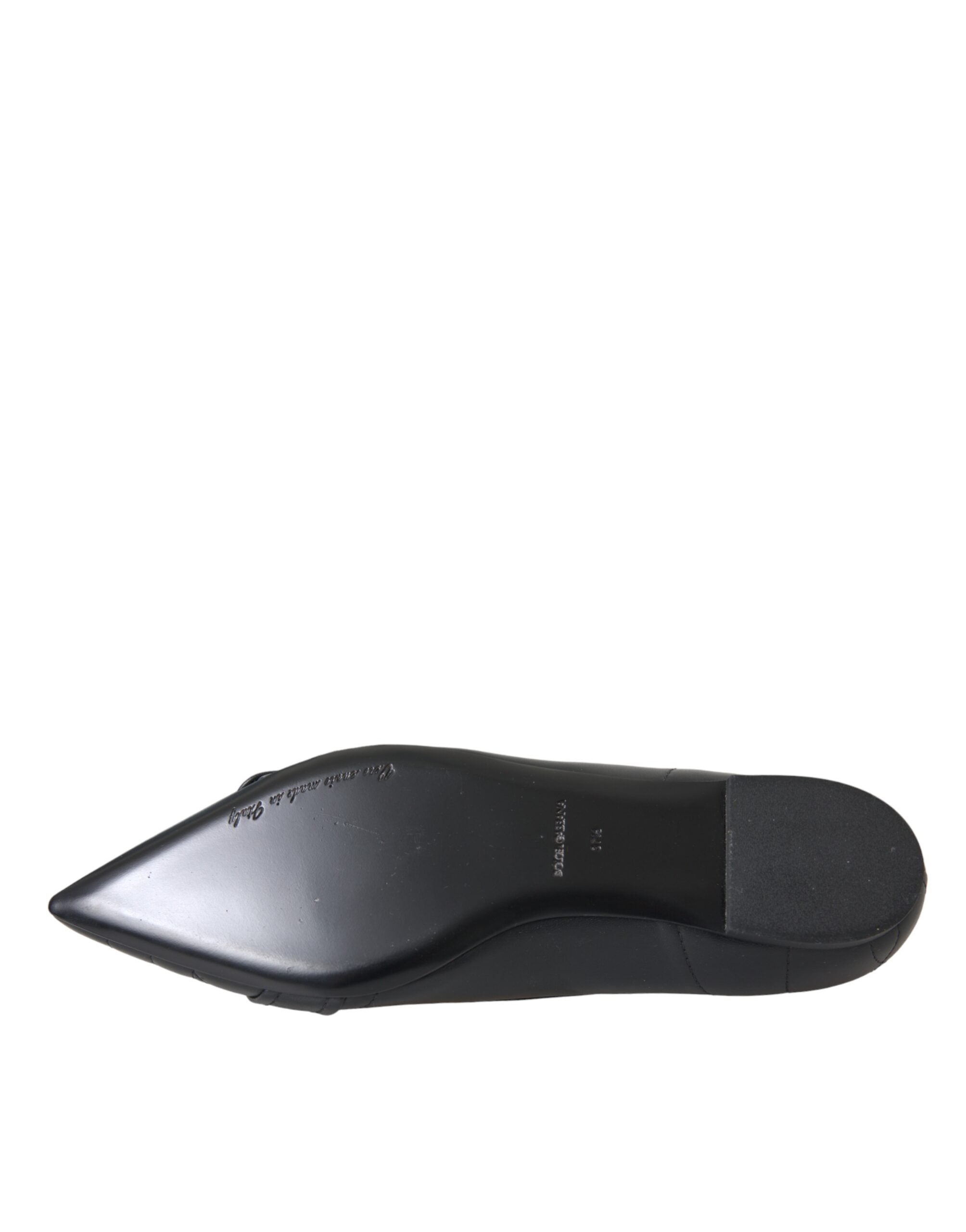 Dolce & Gabbana Black Devotion Leather Pointy Flats Shoes -   -  Dolce & Gabbana.