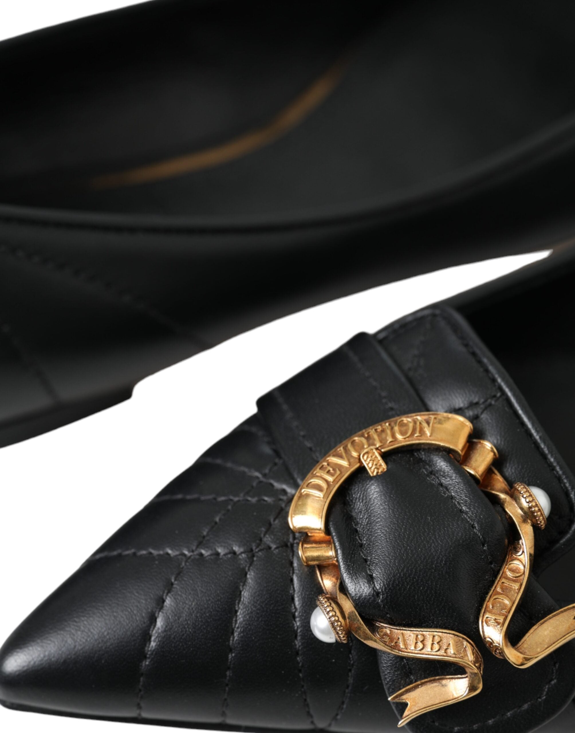 Dolce & Gabbana Black Devotion Leather Pointy Flats Shoes -   -  Dolce & Gabbana.