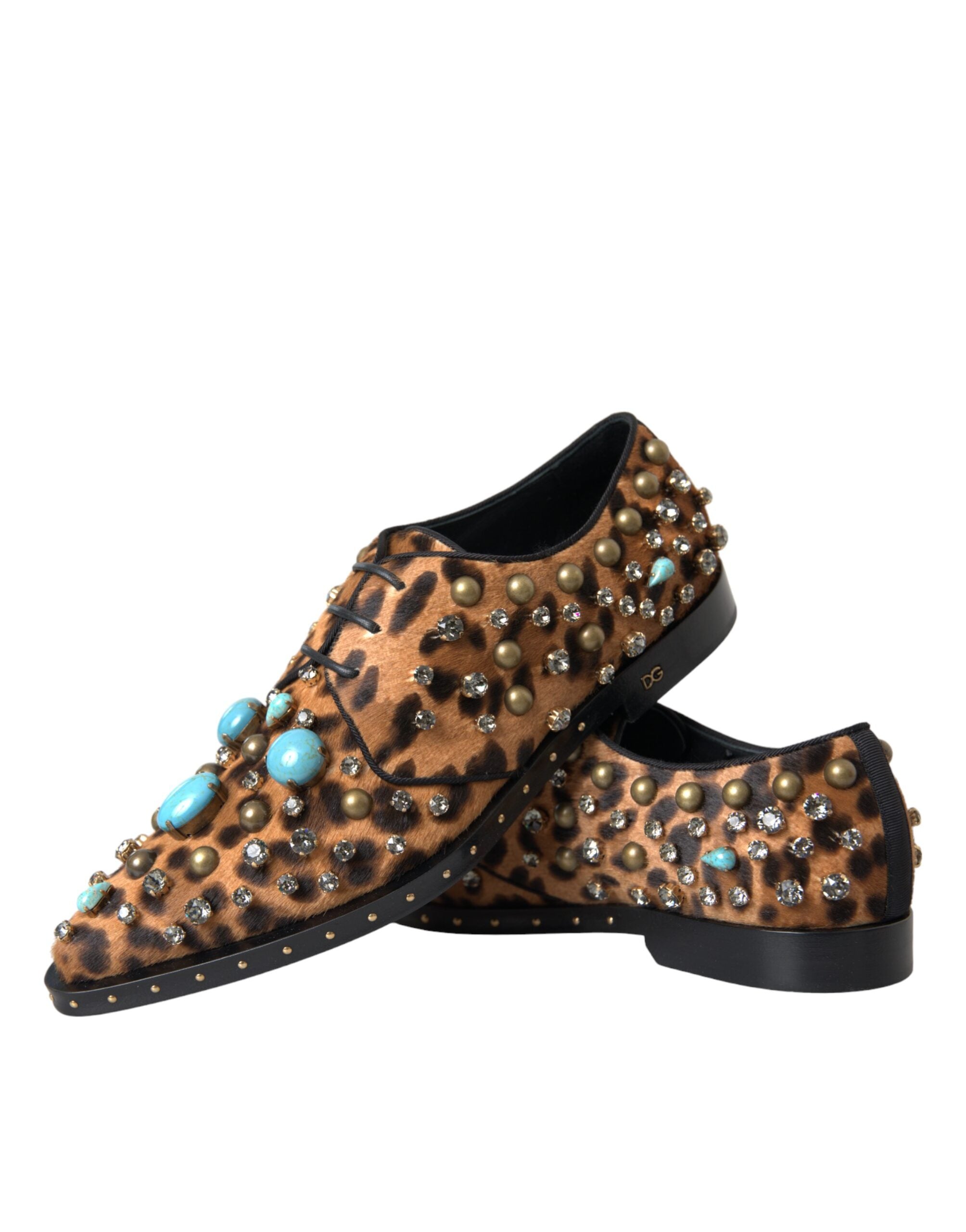 Dolce & Gabbana Brown Leopard Hair Crystal Dress Broque Shoes -   -  Dolce & Gabbana.