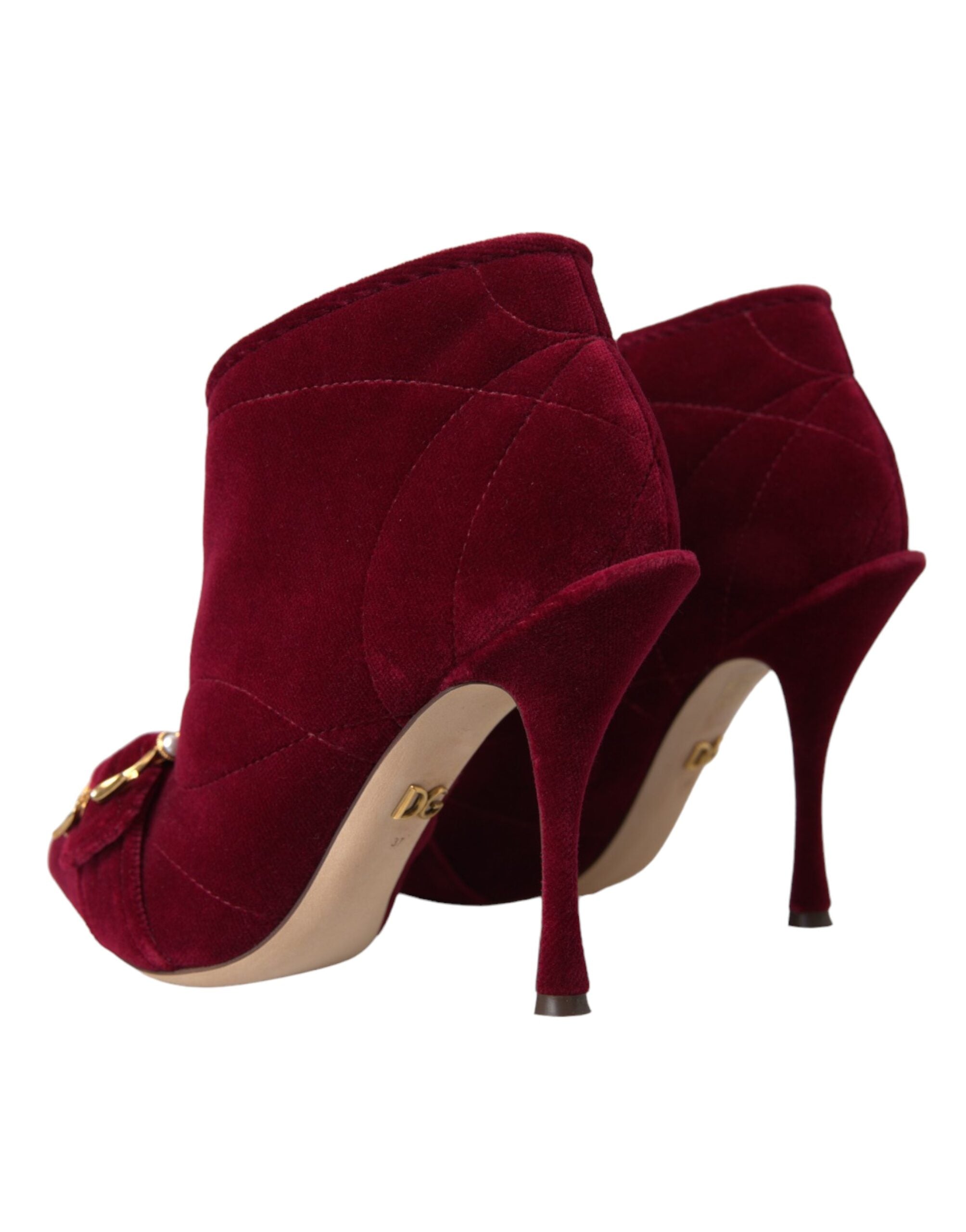 Dolce & Gabbana Dark Red Velvet Devotion Buckle Boots Shoes -   -  Dolce & Gabbana.