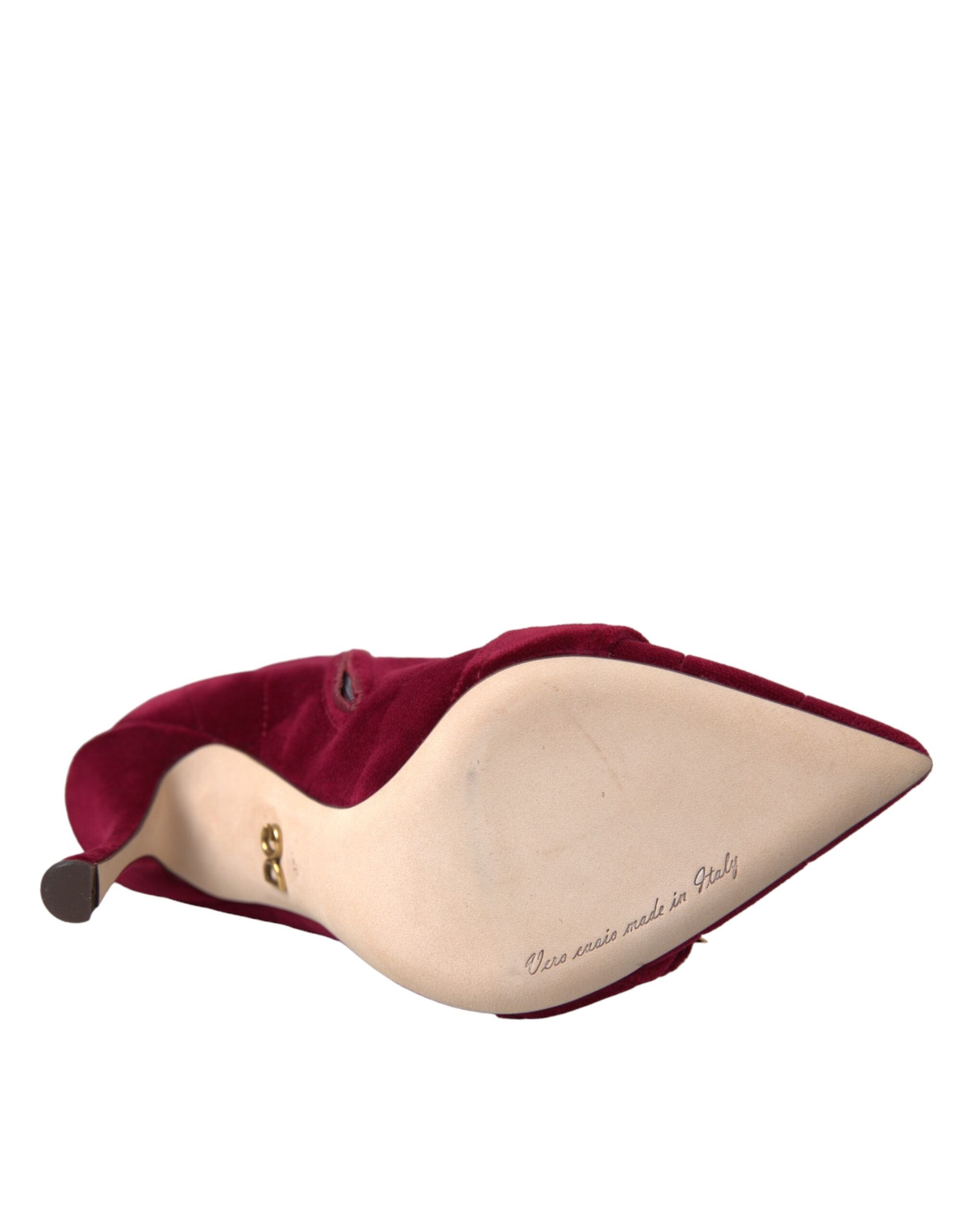 Dolce & Gabbana Dark Red Velvet Devotion Buckle Boots Shoes -   -  Dolce & Gabbana.