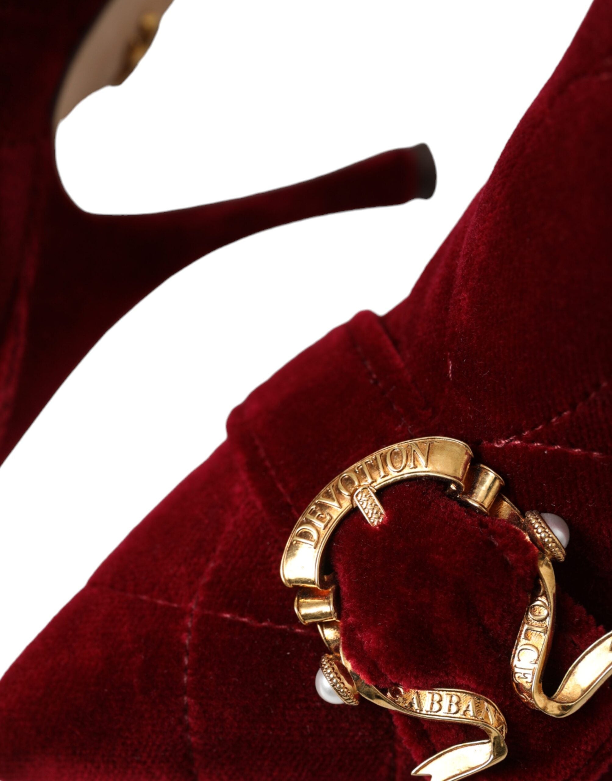 Dolce & Gabbana Dark Red Velvet Devotion Buckle Boots Shoes -   -  Dolce & Gabbana.