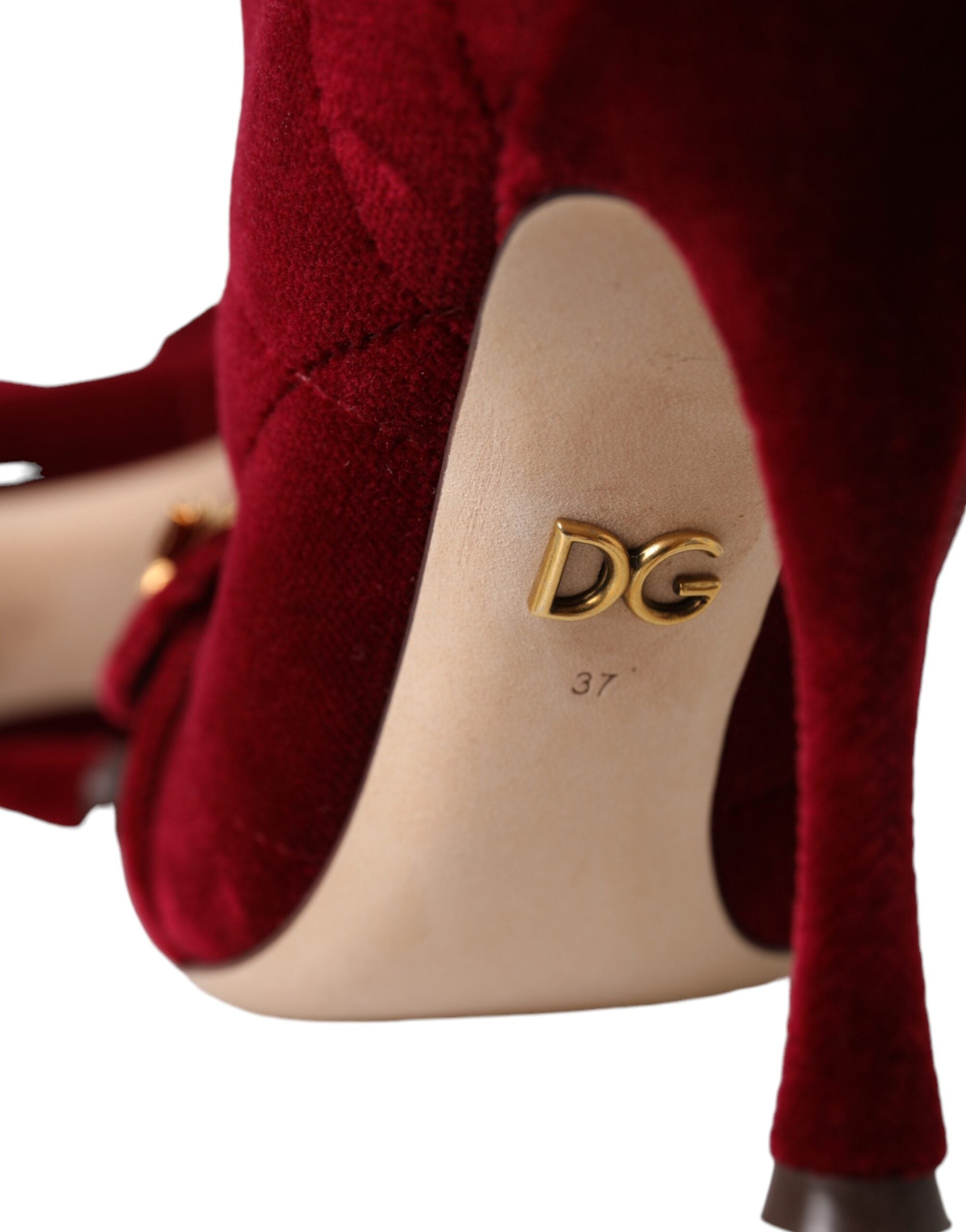 Dolce & Gabbana Dark Red Velvet Devotion Buckle Boots Shoes -   -  Dolce & Gabbana.