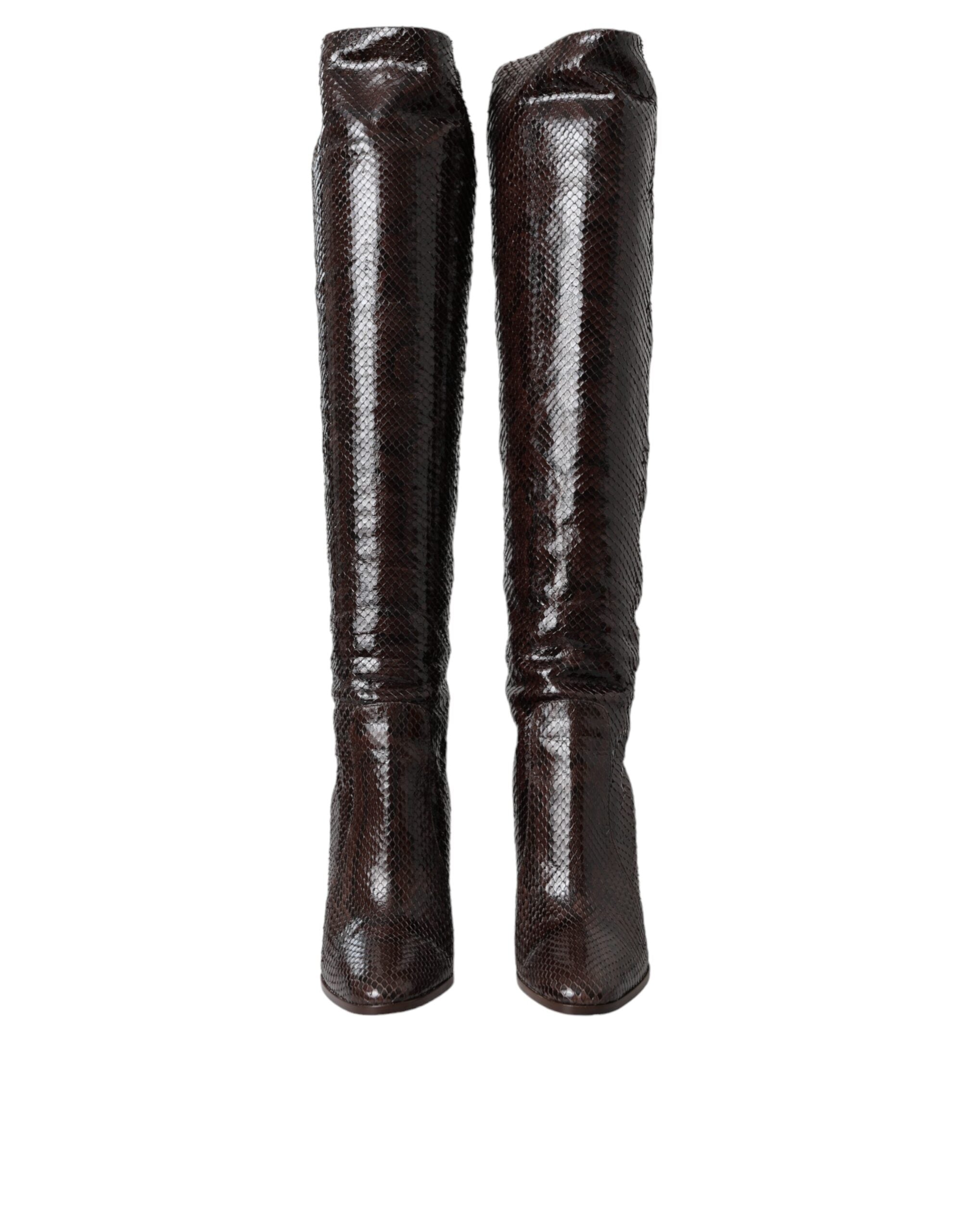 Dolce & Gabbana Brown Exotic Leather Heels High Boots Shoes -   -  Dolce & Gabbana.