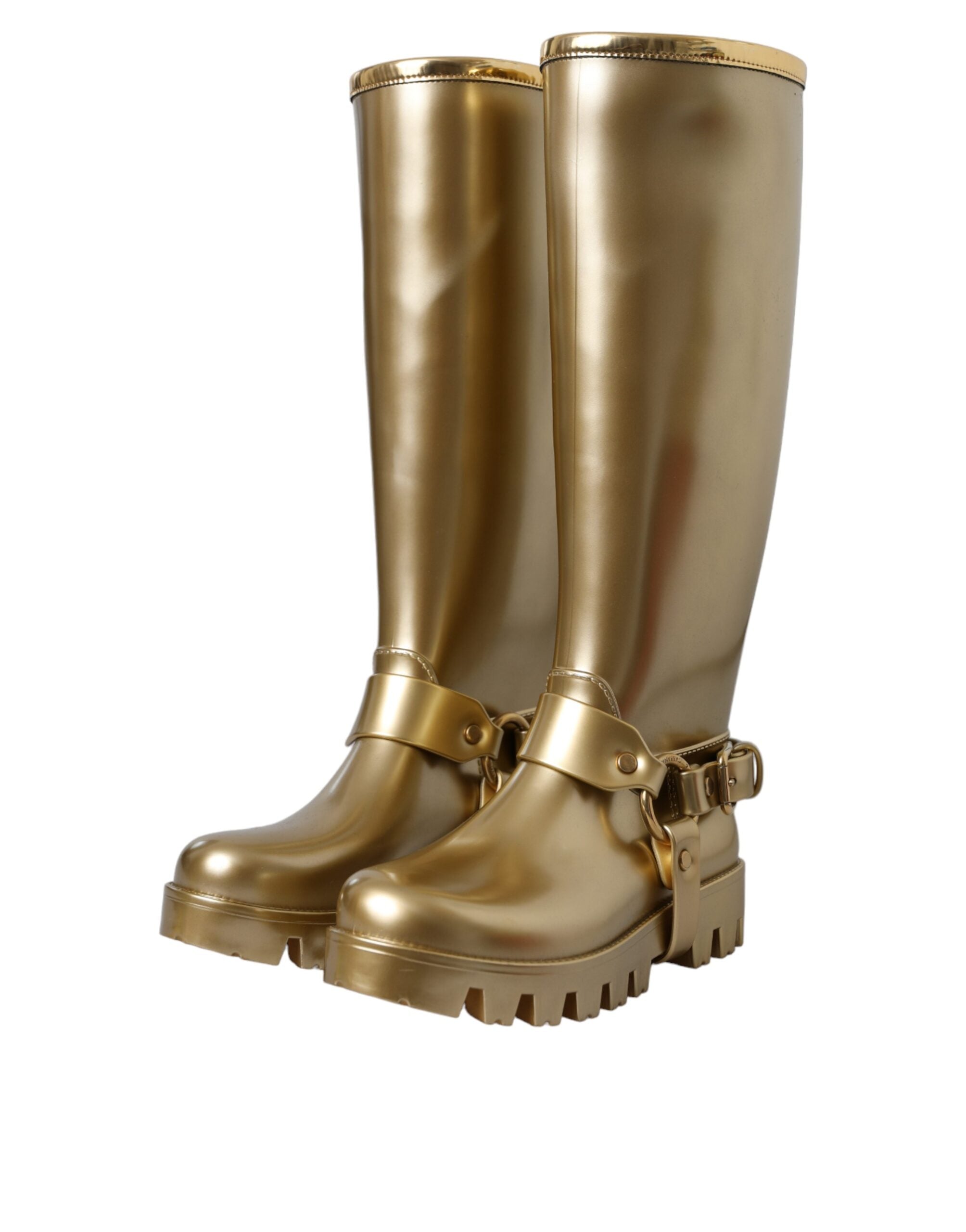 Dolce & Gabbana Metallic Gold Rubber PVC Rain Boots Shoes -   -  Dolce & Gabbana.