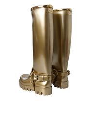 Dolce & Gabbana Metallic Gold Rubber PVC Rain Boots Shoes -   -  Dolce & Gabbana.