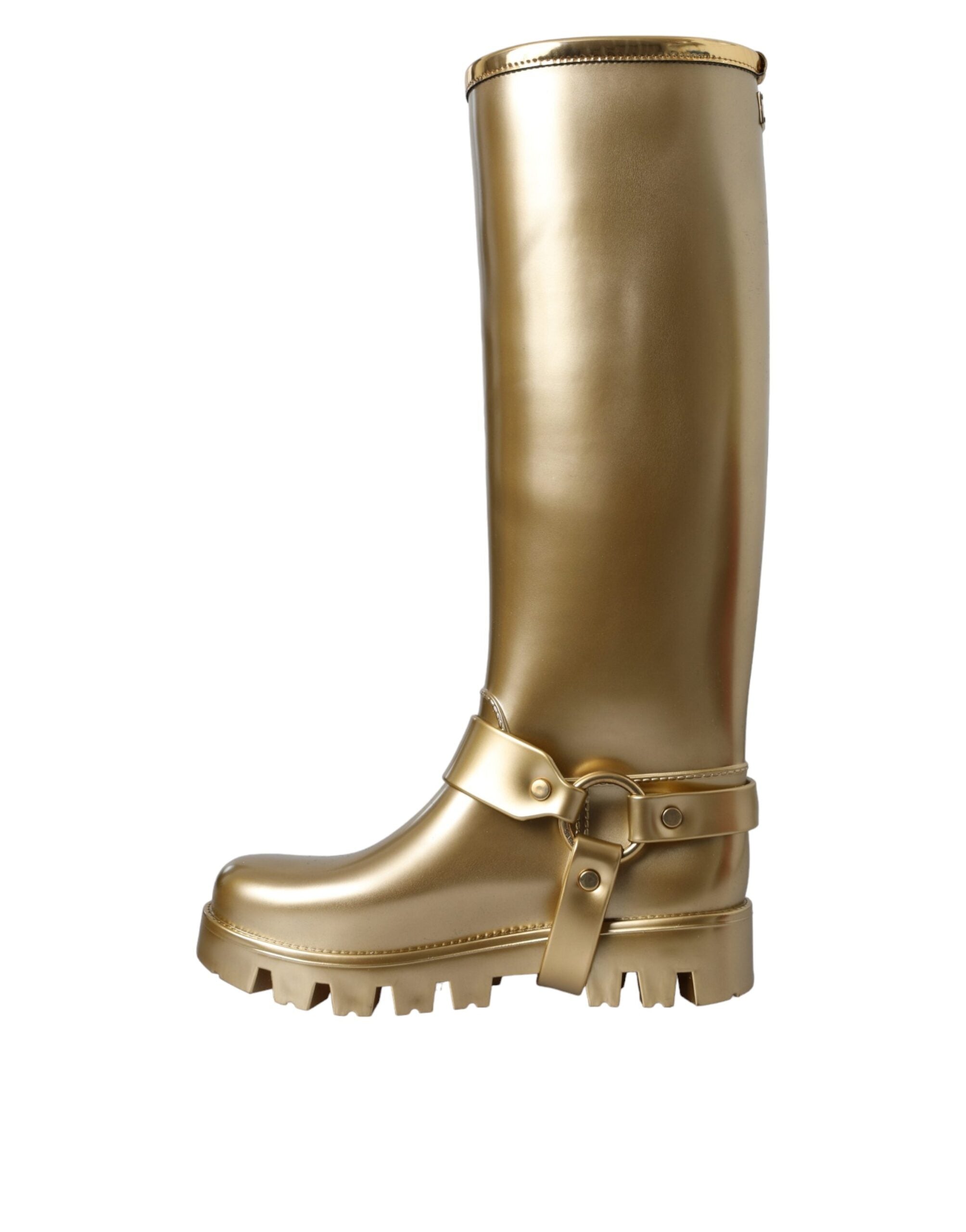 Dolce & Gabbana Metallic Gold Rubber PVC Rain Boots Shoes -   -  Dolce & Gabbana.