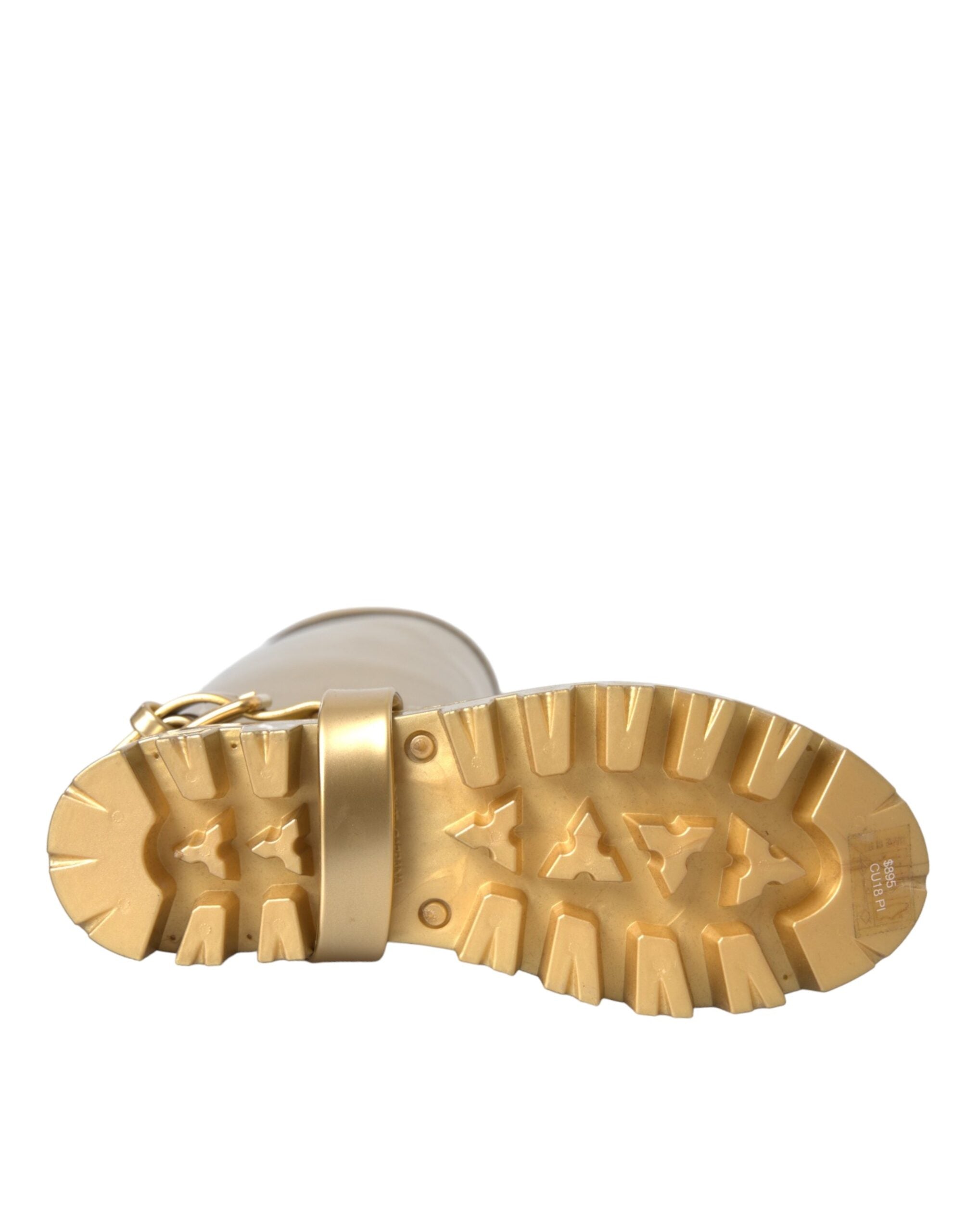 Dolce & Gabbana Metallic Gold Rubber PVC Rain Boots Shoes -   -  Dolce & Gabbana.