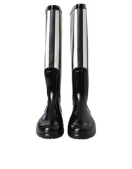 Dolce & Gabbana Black Rubber Knee High Flat Boots Shoes -   -  Dolce & Gabbana.