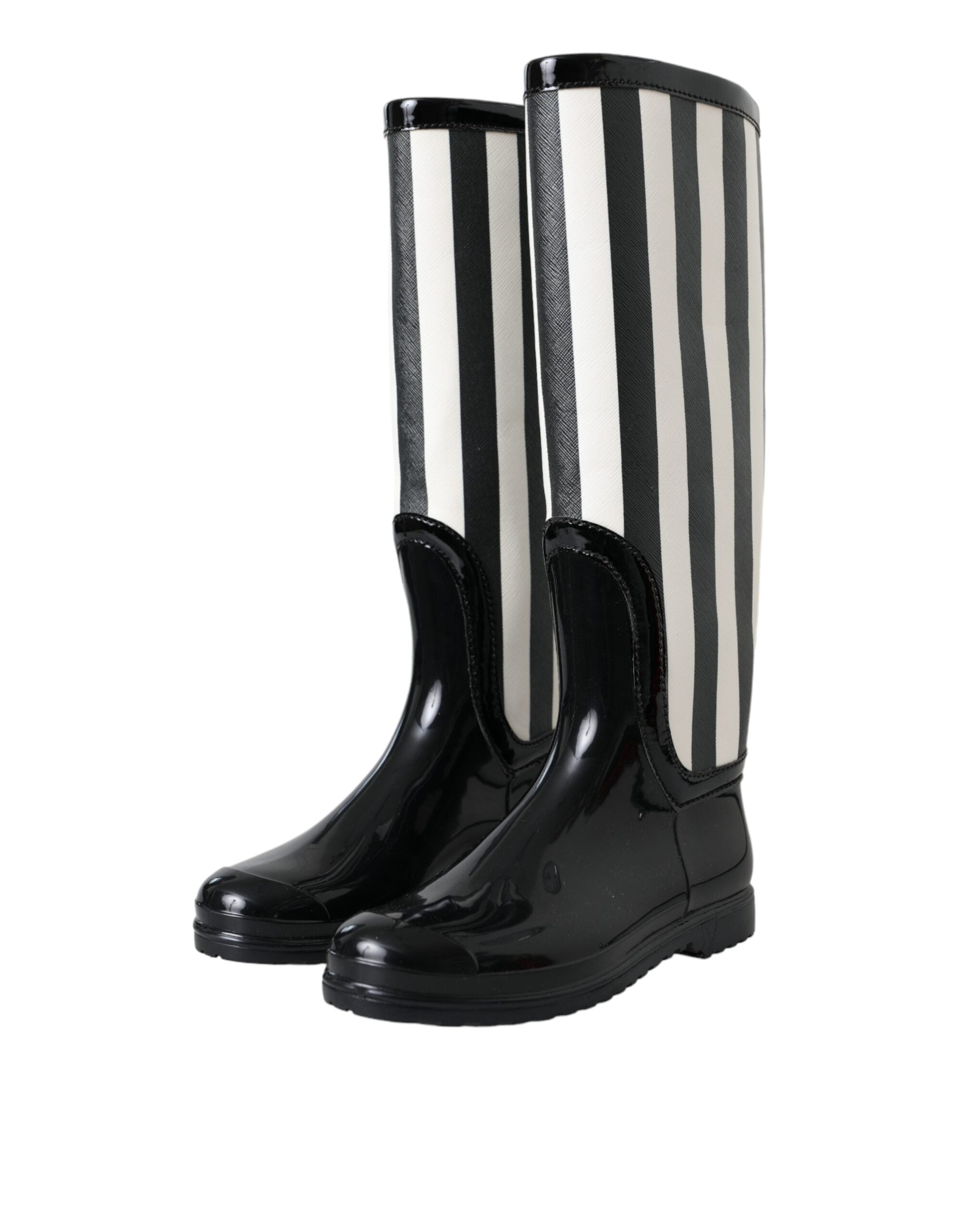 Dolce & Gabbana Black Rubber Knee High Flat Boots Shoes -   -  Dolce & Gabbana.
