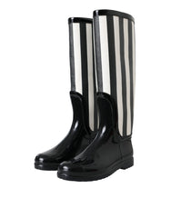 Dolce & Gabbana Black Rubber Knee High Flat Boots Shoes -   -  Dolce & Gabbana.