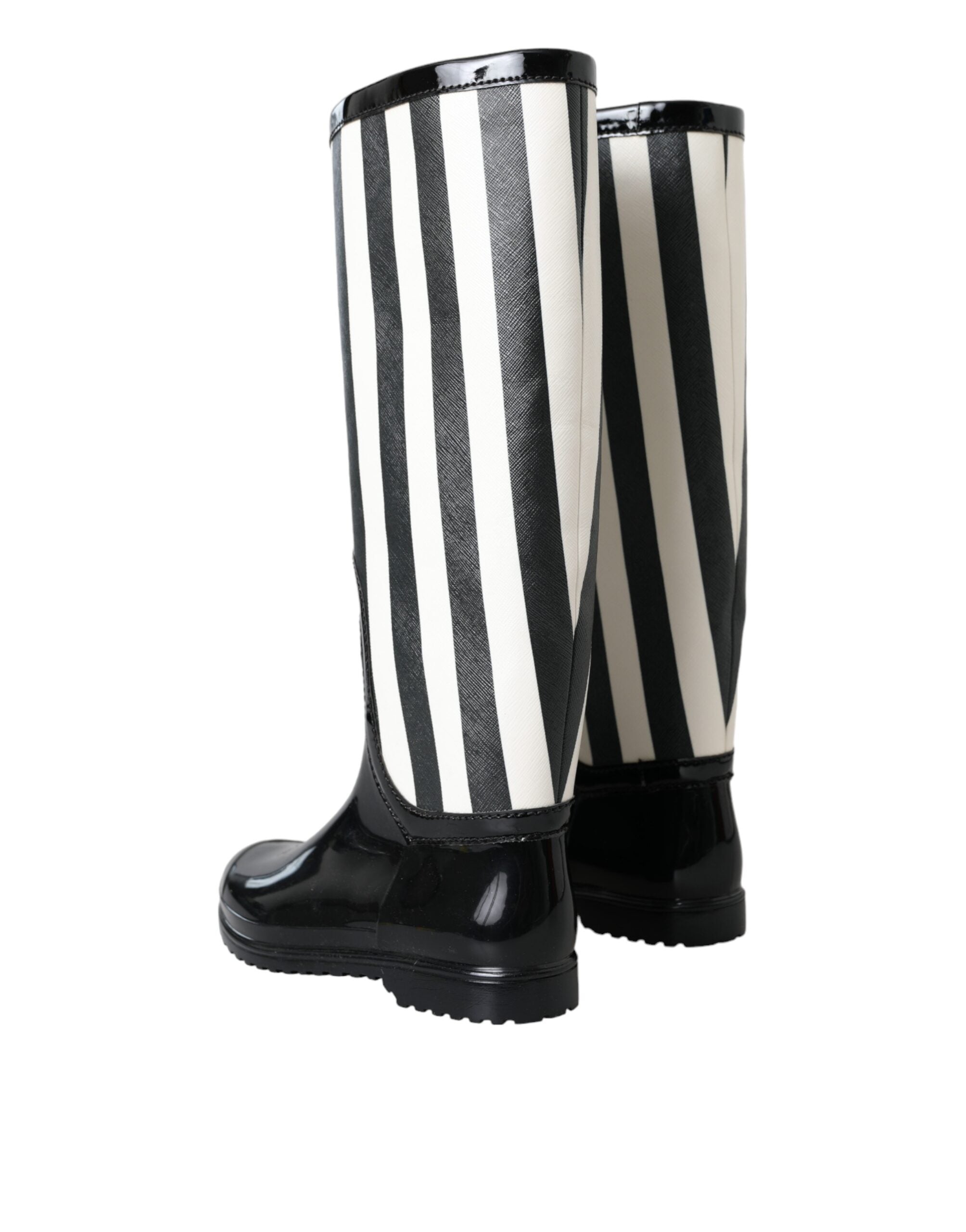 Dolce & Gabbana Black Rubber Knee High Flat Boots Shoes -   -  Dolce & Gabbana.