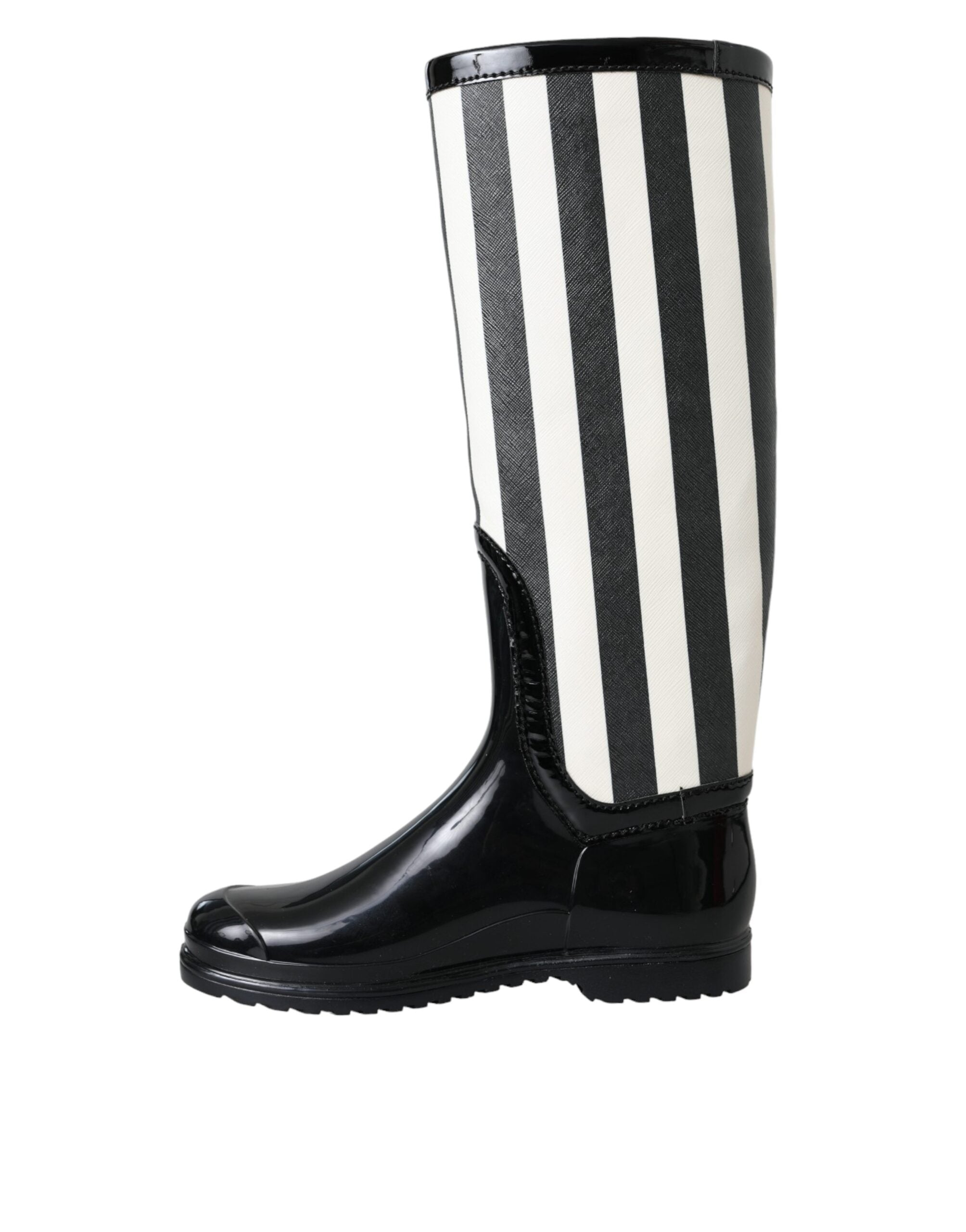 Dolce & Gabbana Black Rubber Knee High Flat Boots Shoes -   -  Dolce & Gabbana.