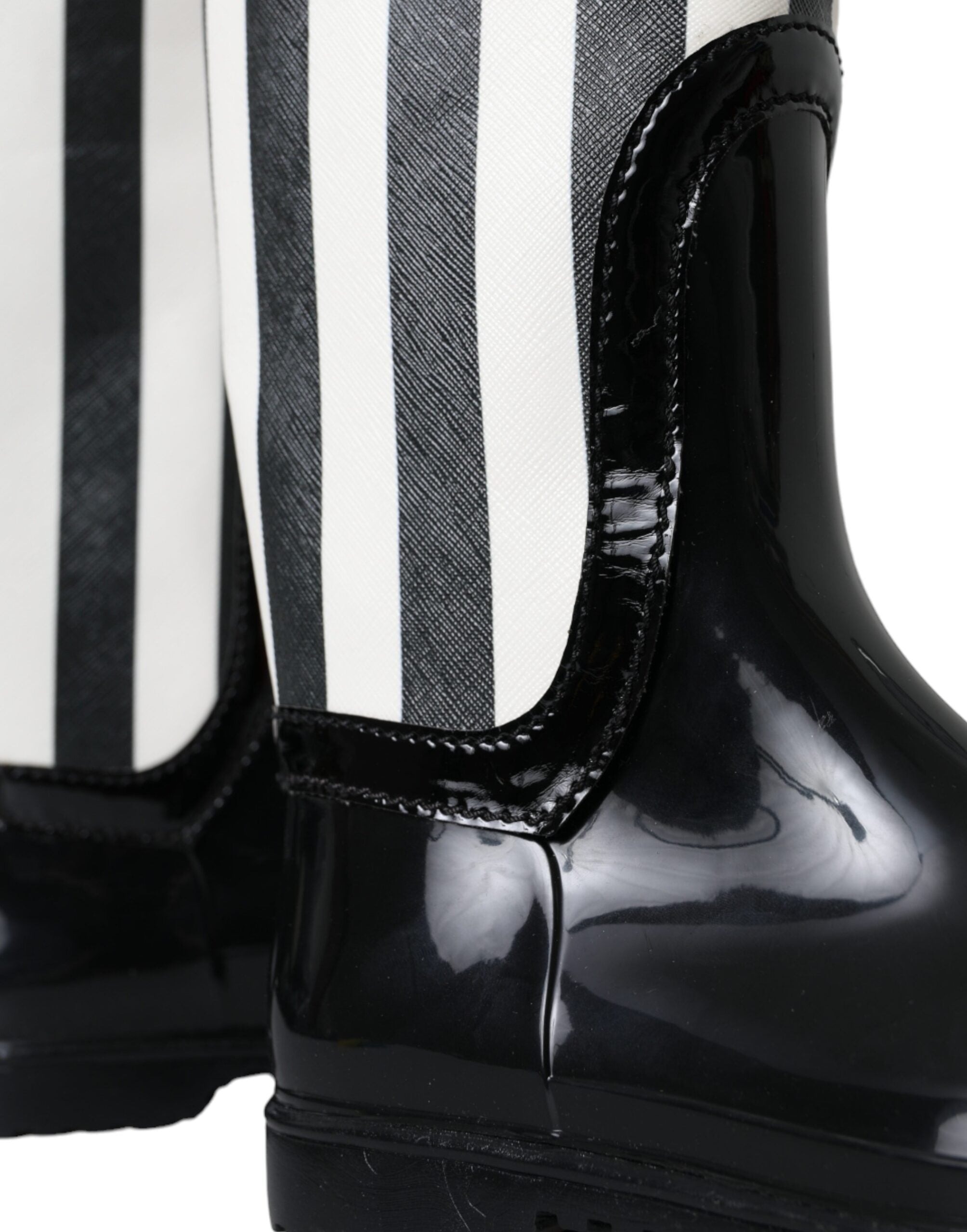 Dolce & Gabbana Black Rubber Knee High Flat Boots Shoes -   -  Dolce & Gabbana.