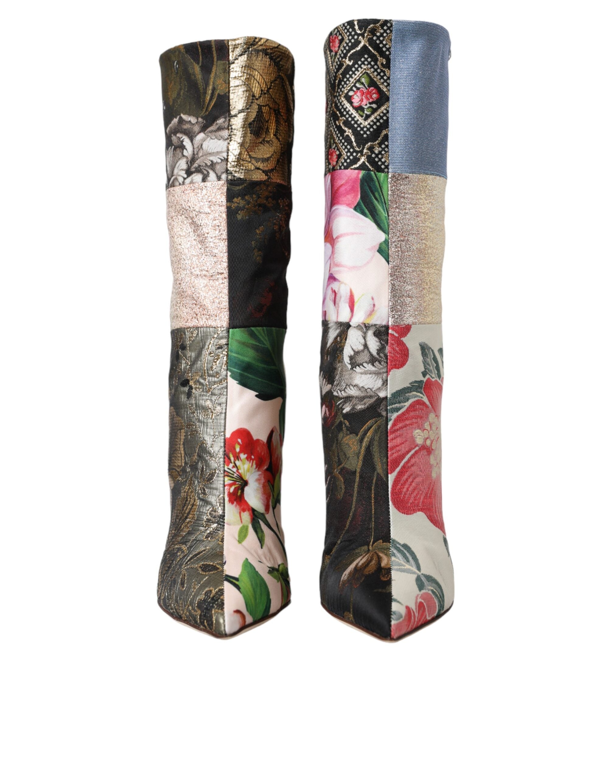Dolce & Gabbana Multicolor Patchwork Print Heeled Boots Shoes -   -  Dolce & Gabbana.