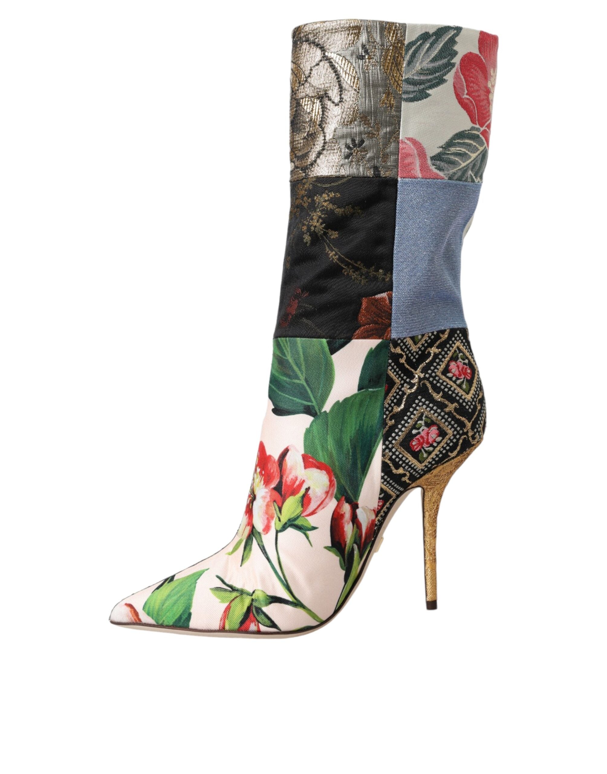 Dolce & Gabbana Multicolor Patchwork Print Heeled Boots Shoes -   -  Dolce & Gabbana.