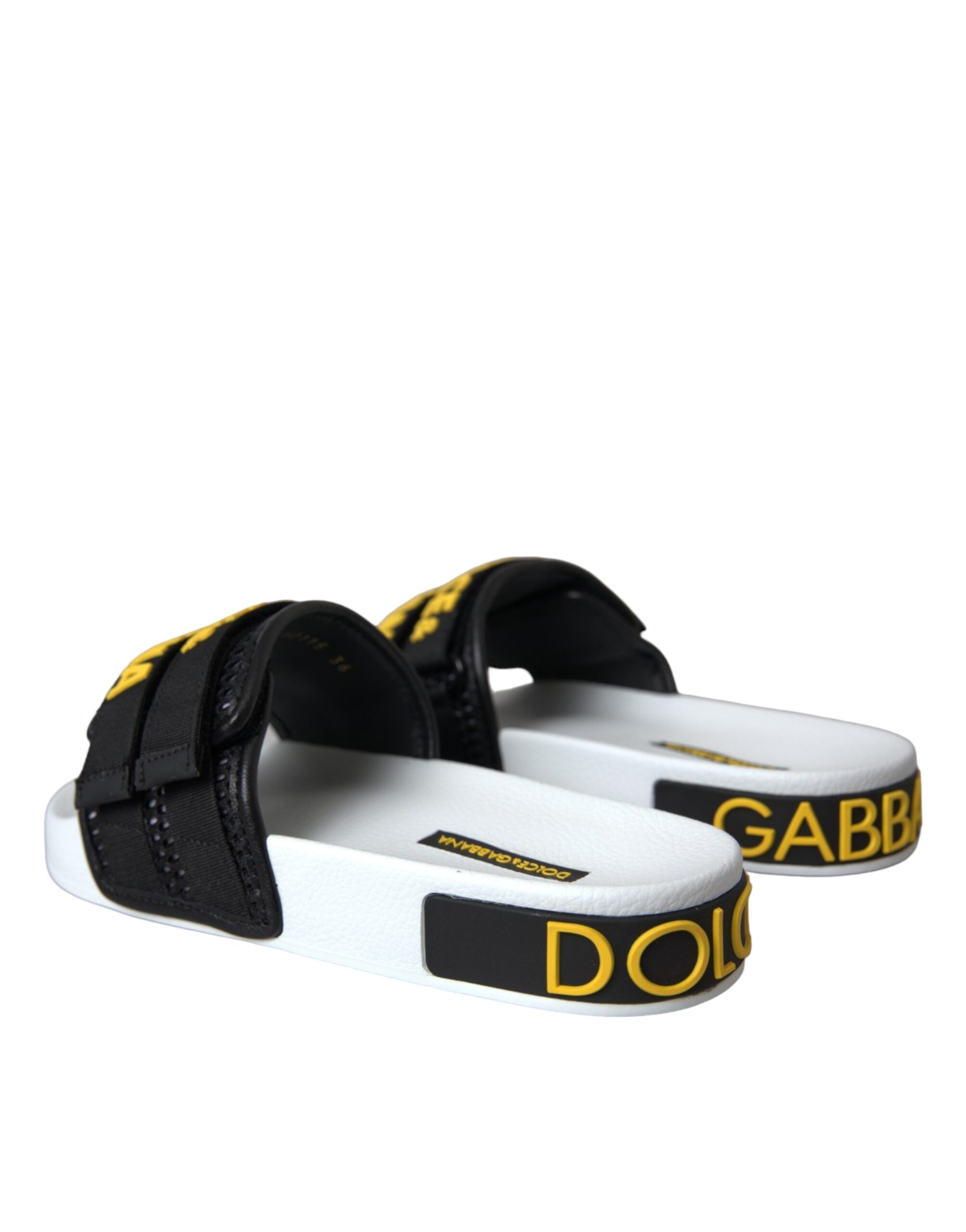 Dolce & Gabbana White Black Logo Beachwear Flats Sandals Shoes -   -  Dolce & Gabbana.