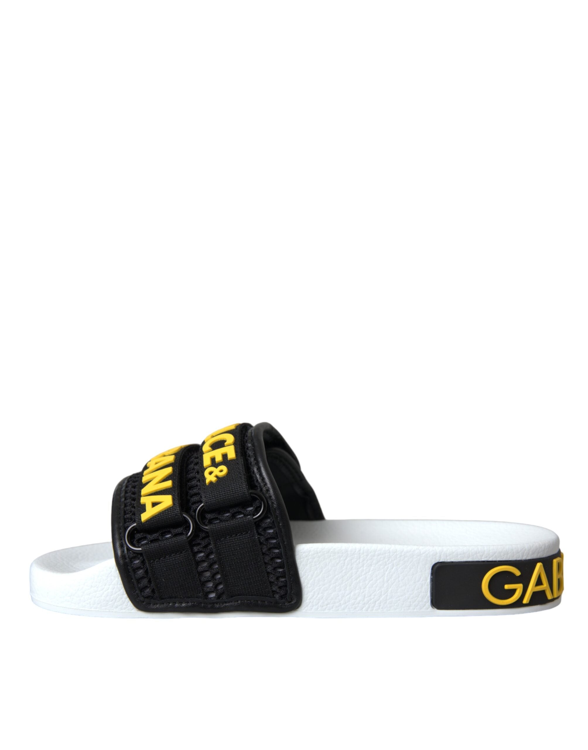Dolce & Gabbana White Black Logo Beachwear Flats Sandals Shoes -   -  Dolce & Gabbana.