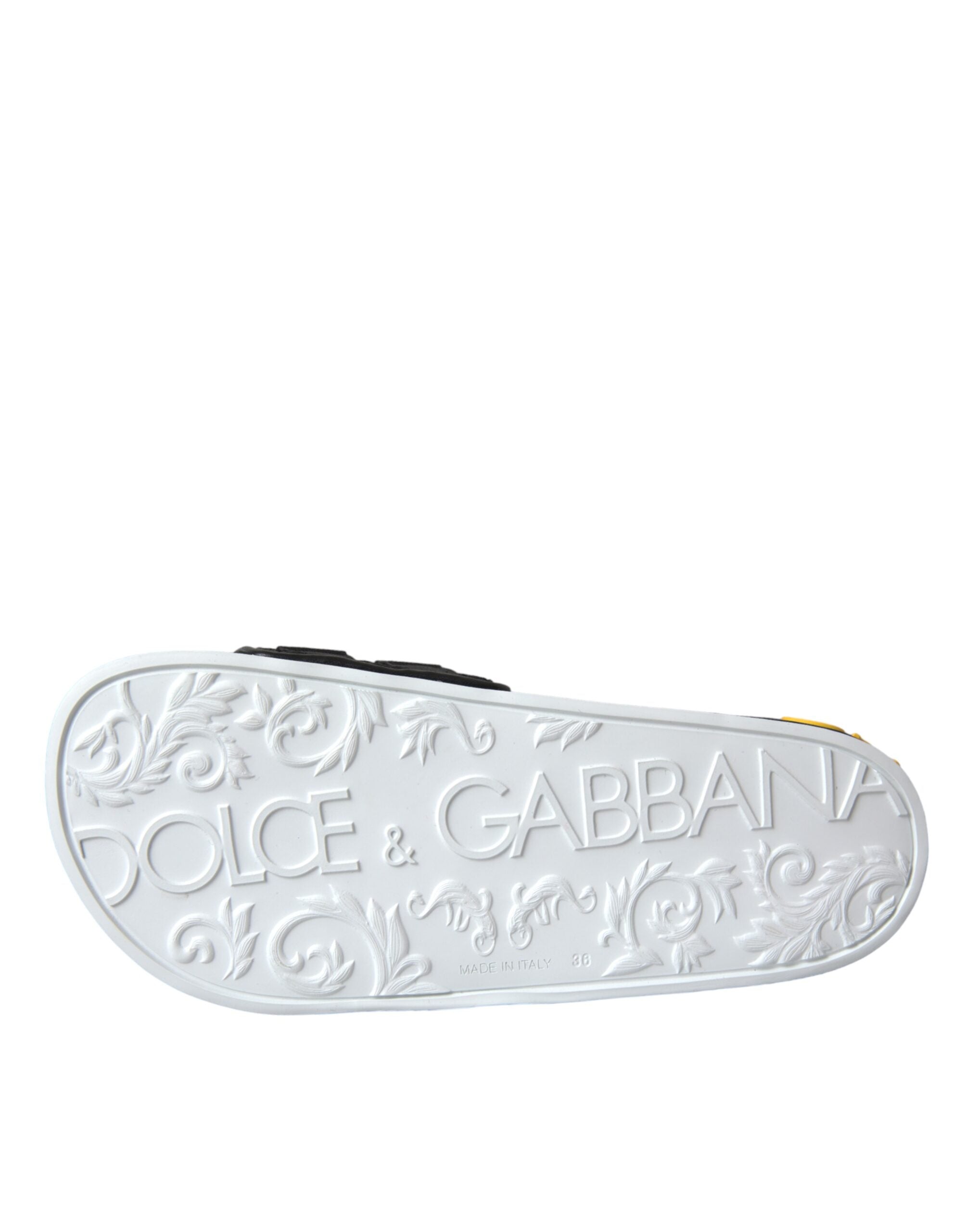 Dolce & Gabbana White Black Logo Beachwear Flats Sandals Shoes -   -  Dolce & Gabbana.