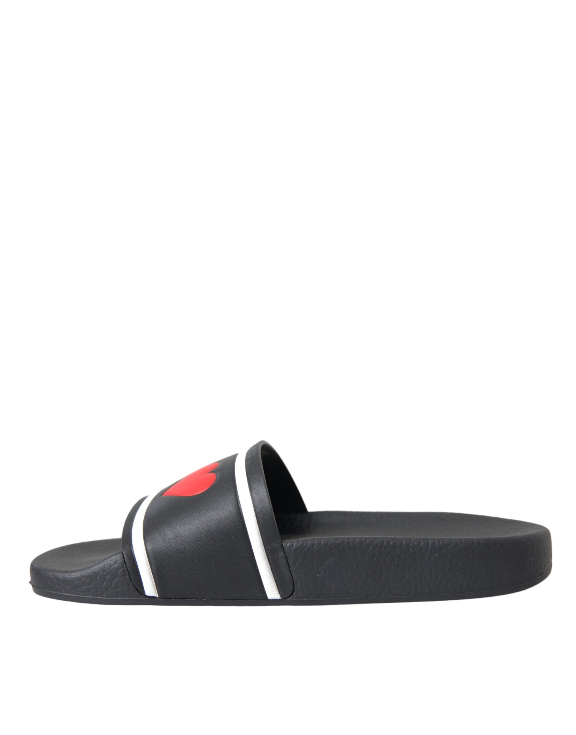 Dolce & Gabbana Black Leather I Love D&G Sandals Slides Shoes -   -  Dolce & Gabbana.