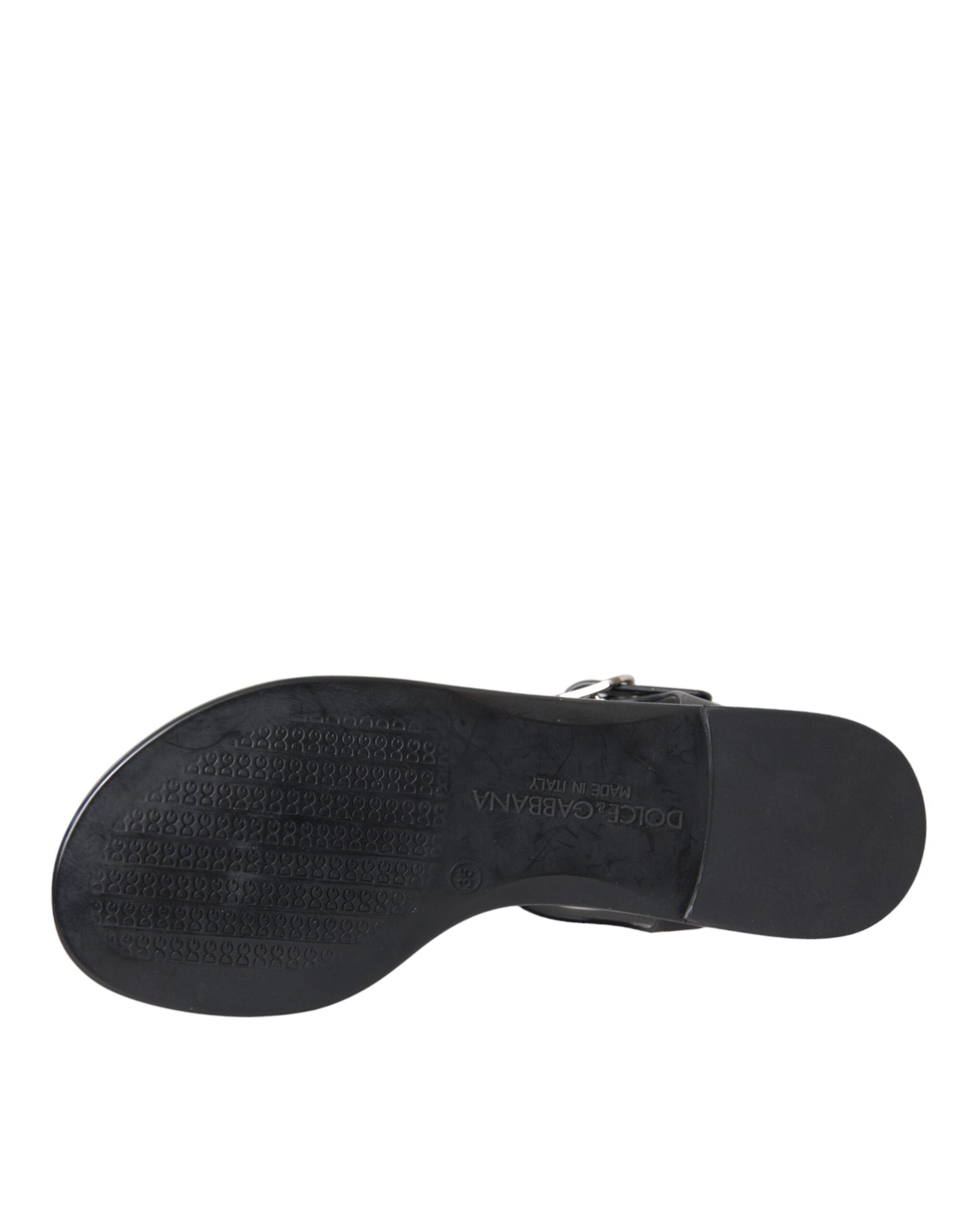 Dolce & Gabbana Black Crystal Flats Sandals Flip Flops Shoes -   -  Dolce & Gabbana.